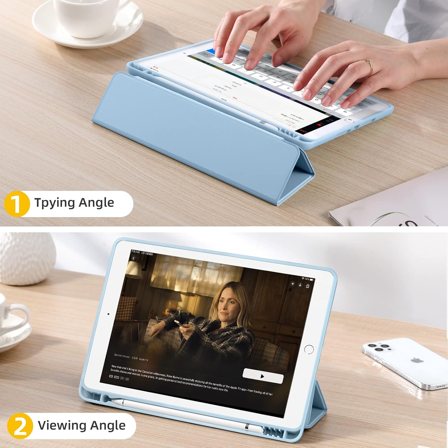 Detalle 2 de Akkerds SB-122 iPad Case for 10.2-Inch 7th–9th Gen, Sky Blue