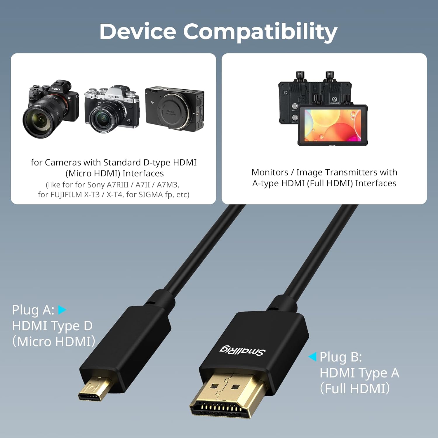Thumbnail 2 de SMALLRIG D-auf-A HDMI Kabel 100 cm