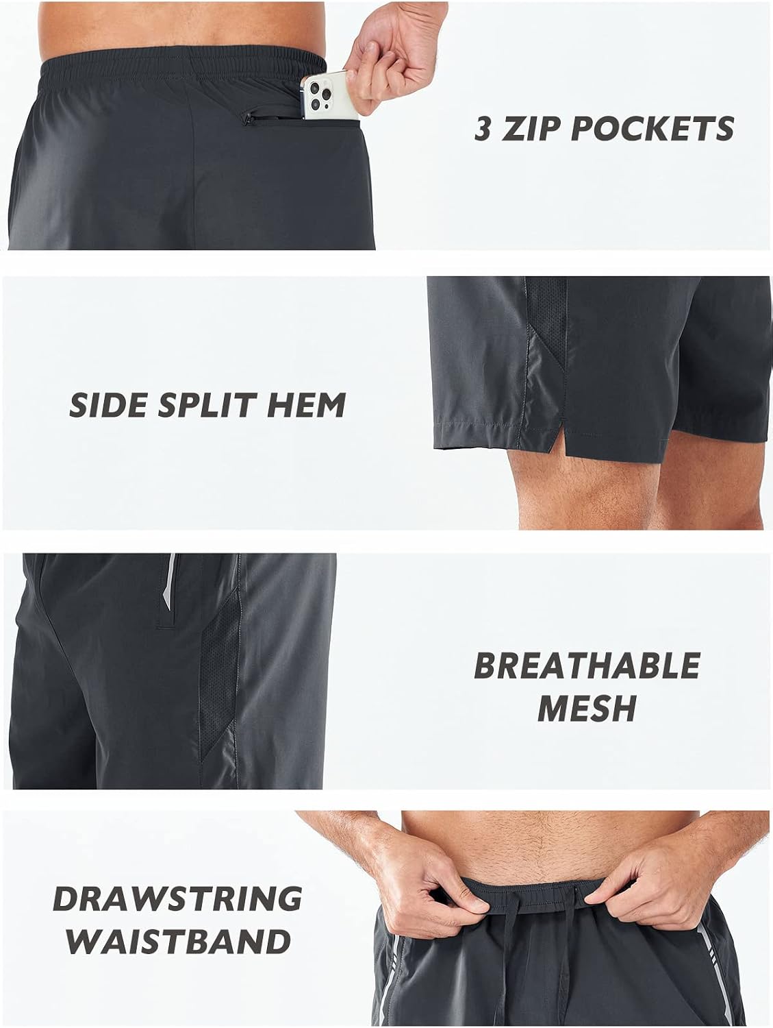 Detalle 2 de NORTHYARD Men's 5"/7"/9" Running Athletic Shorts — Lightweight, Quick-Dry with 3 ZIP Pockets