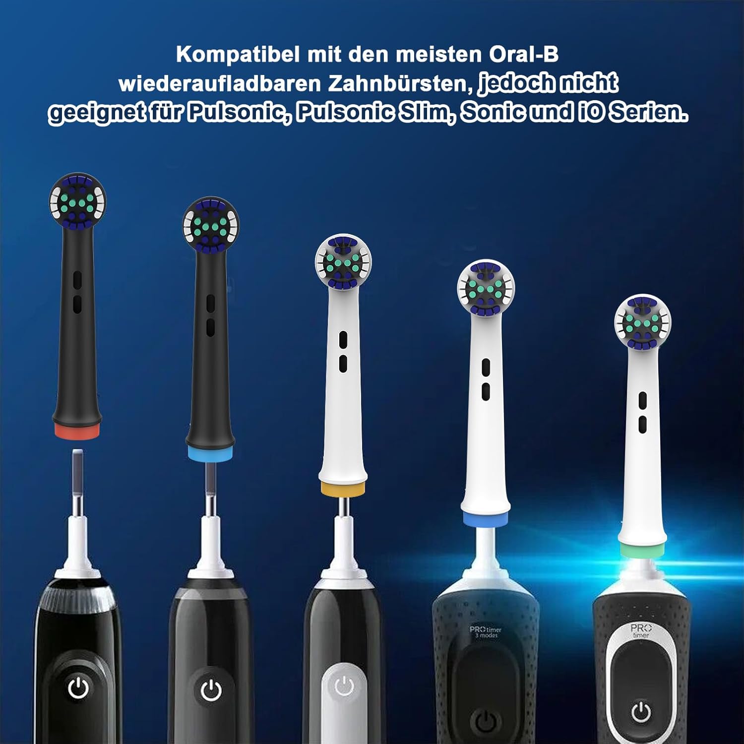Thumbnail 6 de 16 Pack Toothbrush Head for Oral-B Electric Toothbrushes – Replacement Heads (8 black / 8 white)