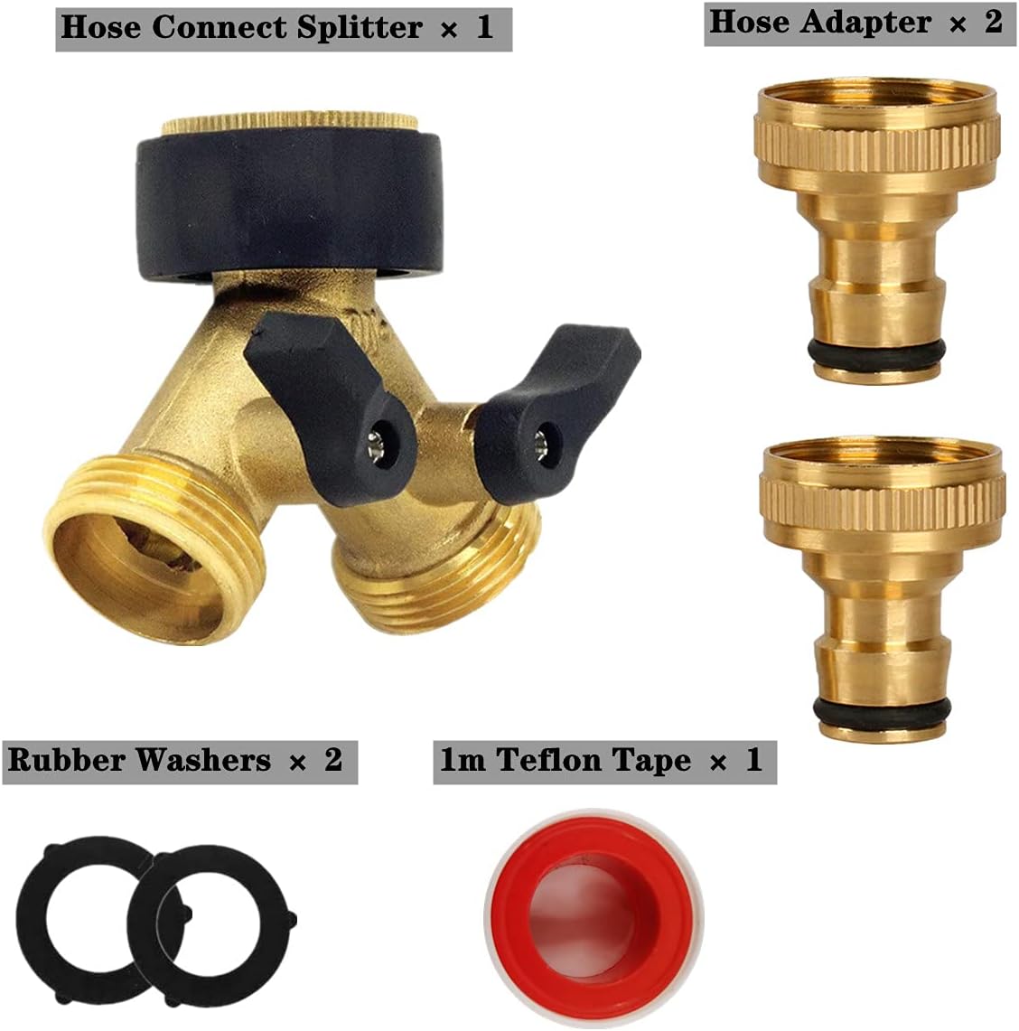 Thumbnail 2 de Brass 2-Way Tap Y Splitter - 3/4" Hose Connector with Individual On/Off Control