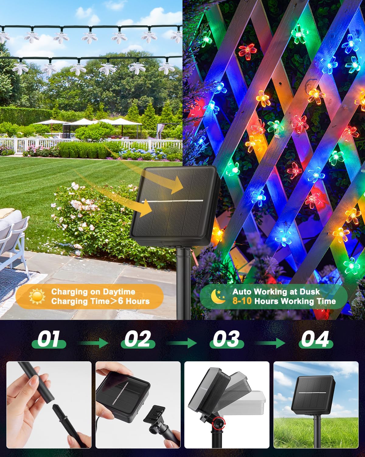 Detalle 2 de Brightown Solar Flower String Lights 60 LED