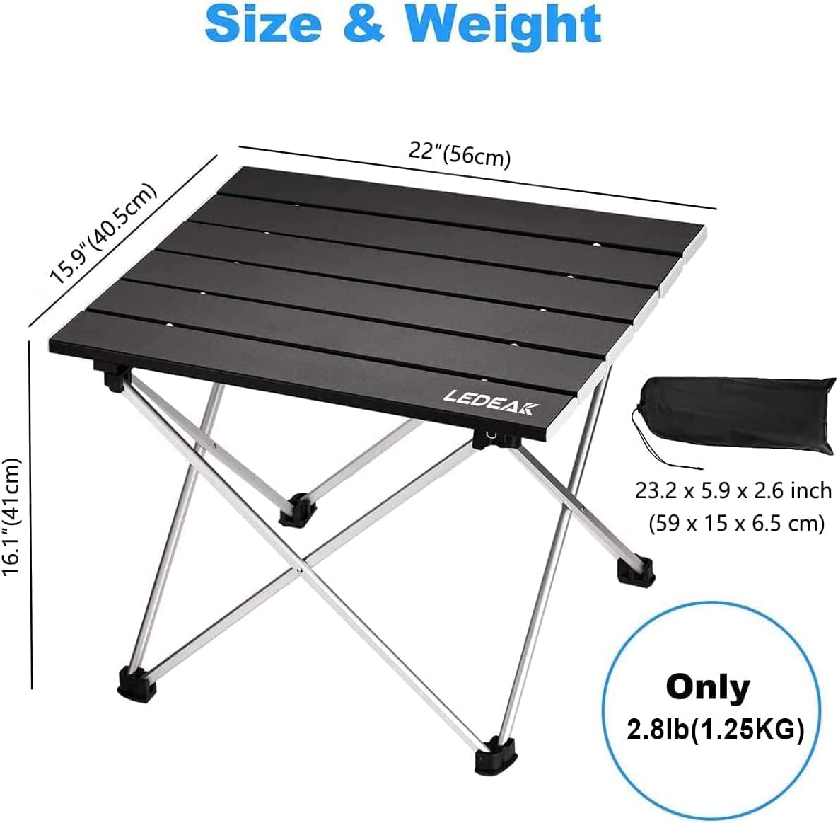 Thumbnail 2 de Ledeak Camping Table Lightweight Folding Aluminium Portable Table (Medium, Black)