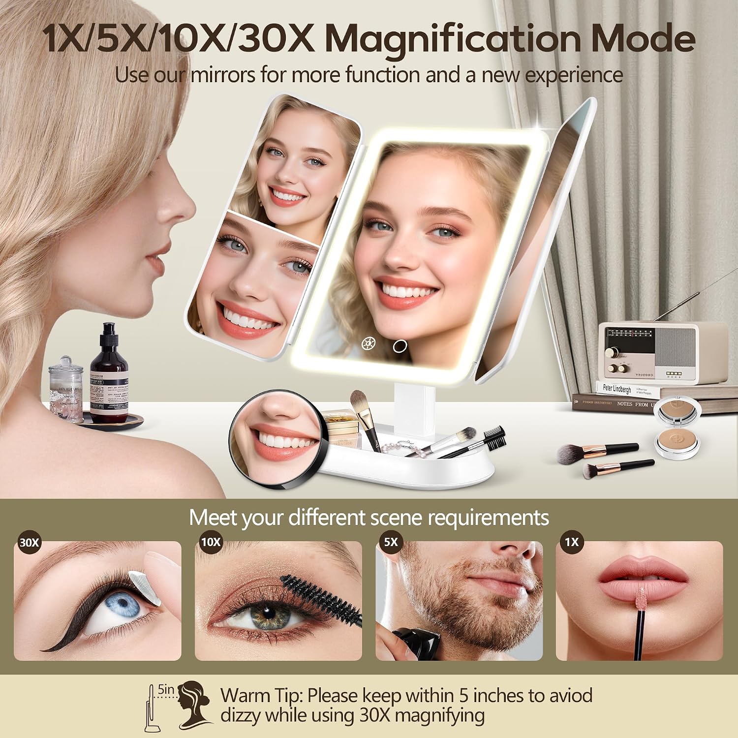 Detalle 2 de GOMIPURU Vanity Mirror with Lights 30X