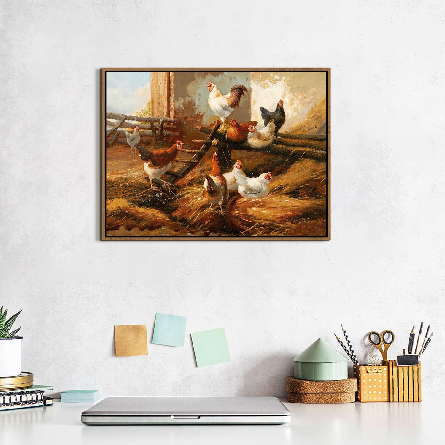 Thumbnail 4 de Funny Chicken Wall Art Framed Prints – 12x16" Watercolour Roosters for Kitchen and Dining