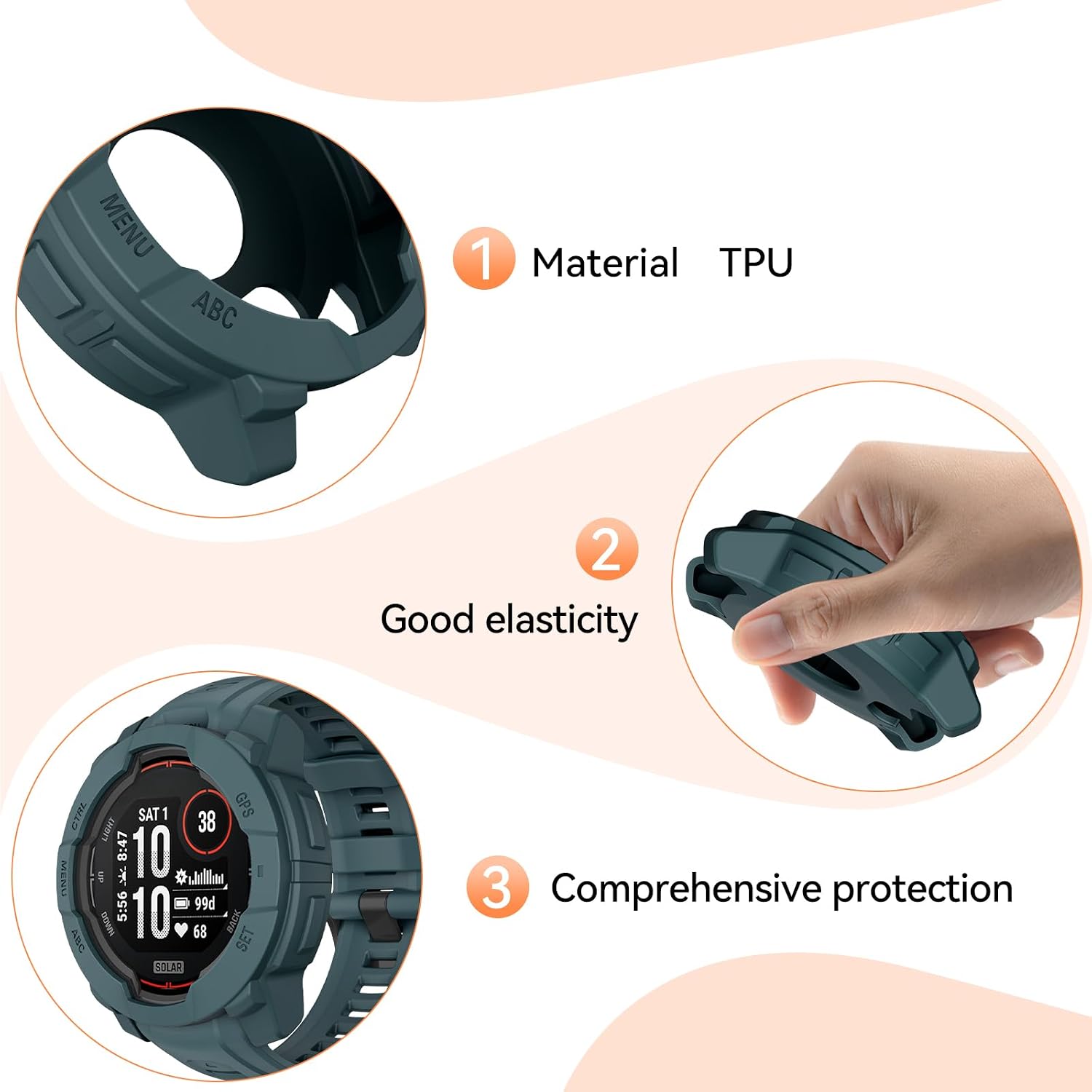 Thumbnail 4 de OVERSTEP Rugged TPU Case Cover for Instinct 3 45mm
