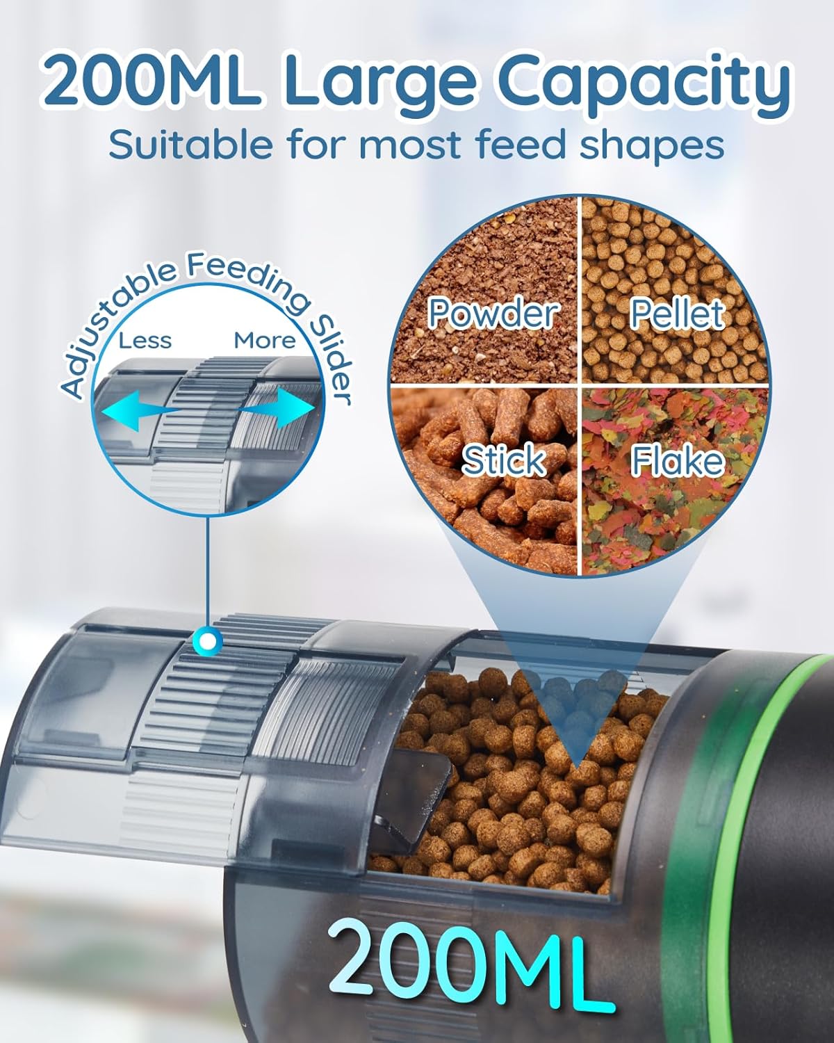 Detalle de Automatic fish feeder timer 200ml