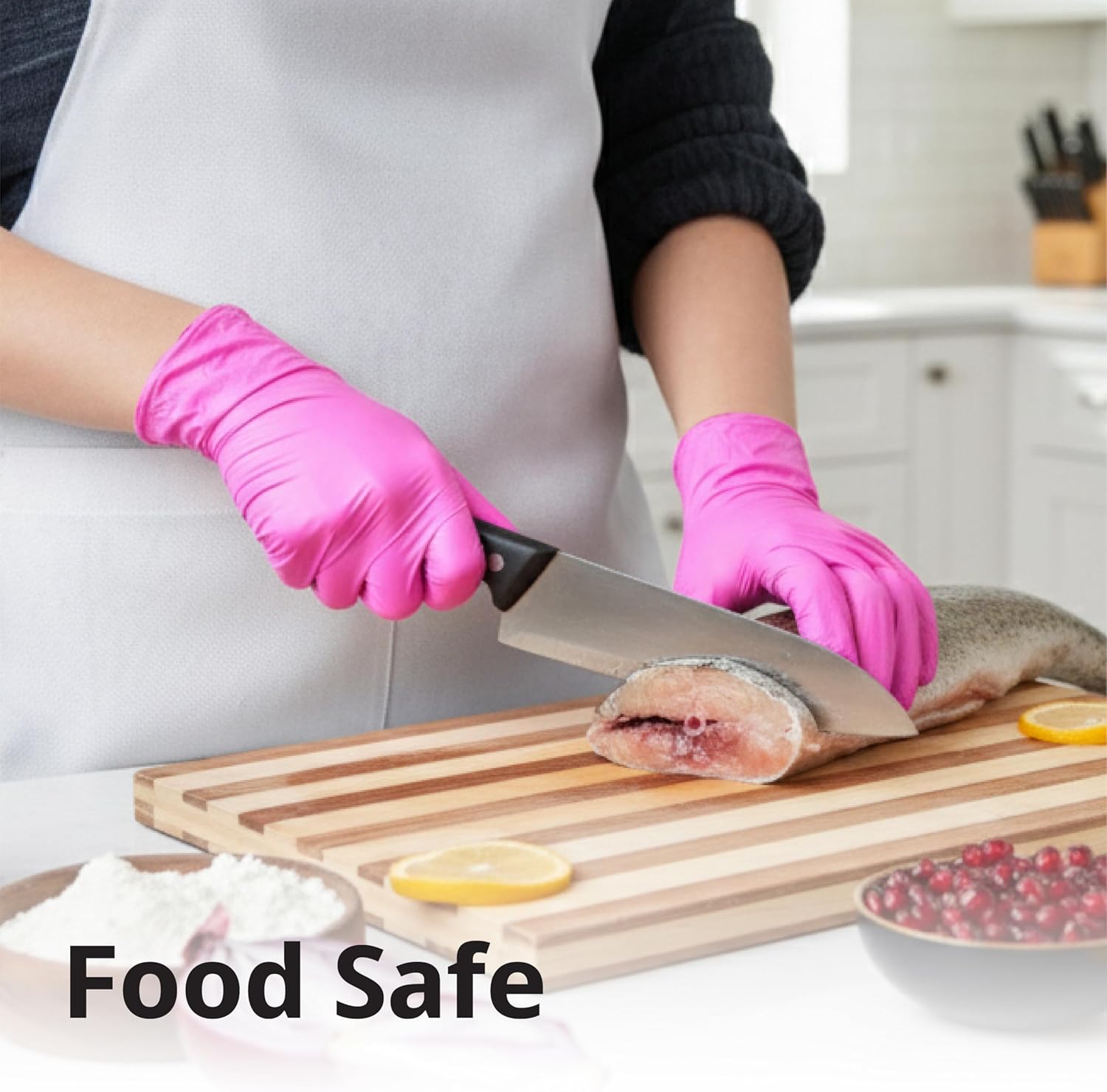 Detalle de SwiftGrip Powder-Free Nitrile Gloves, 3-mil, Pink/Fuchsia, Latex-Free & Food-Safe