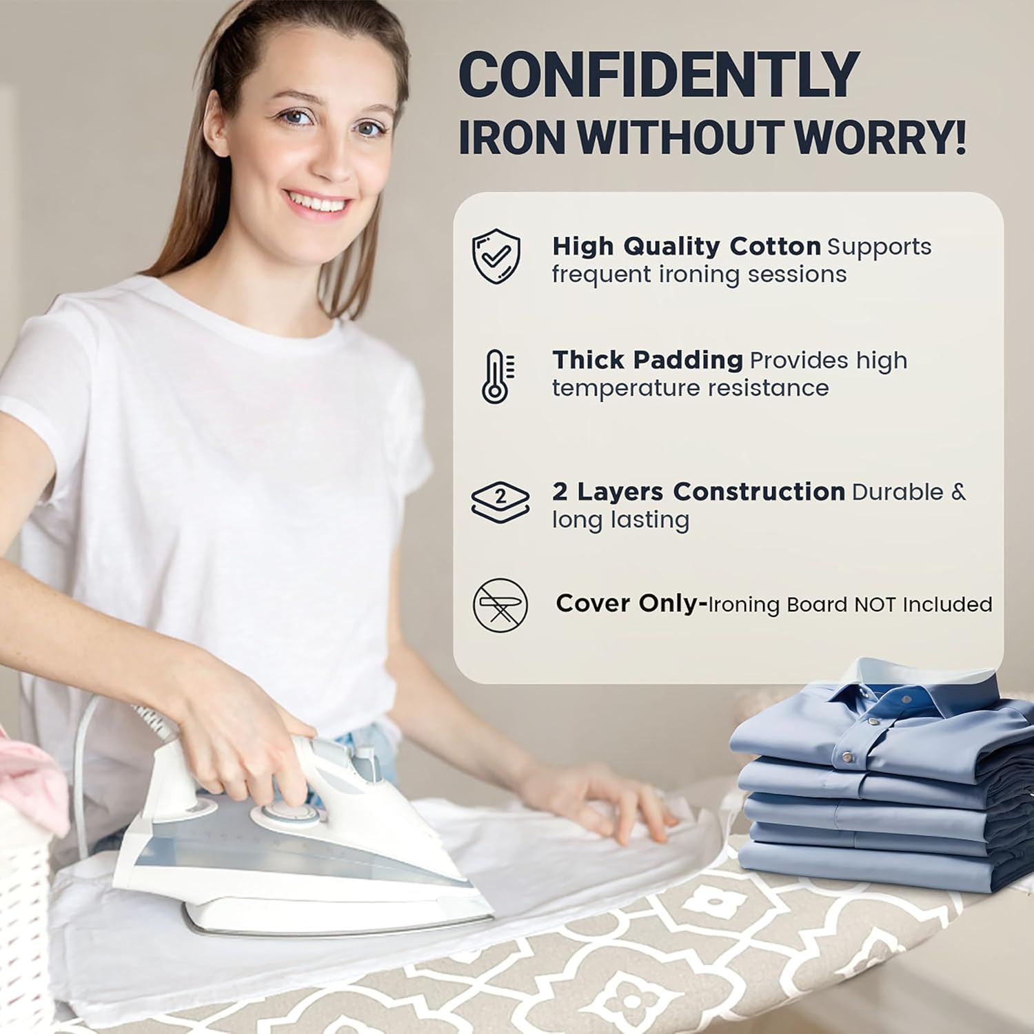 Thumbnail 5 de UniSimp Ironing Board Cover and Pad 15"x54" – Extra Thick Natural Cotton, Non-Slip, Heat-Resistant