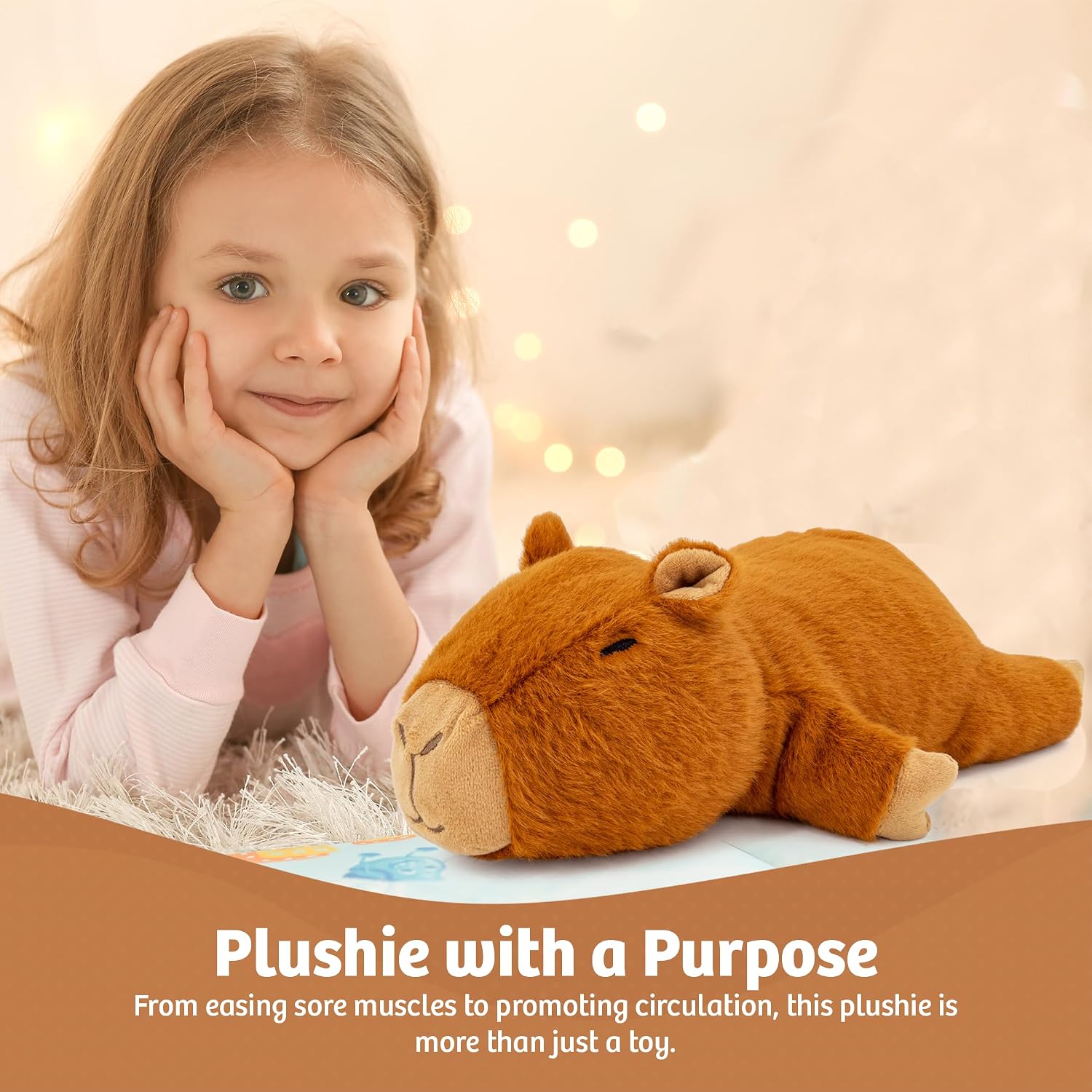 Detalle de Marysun Microwavable Capybara Stuffed Animal – Weighted Plush with Heating Pad (9.8in, 1.65lb)