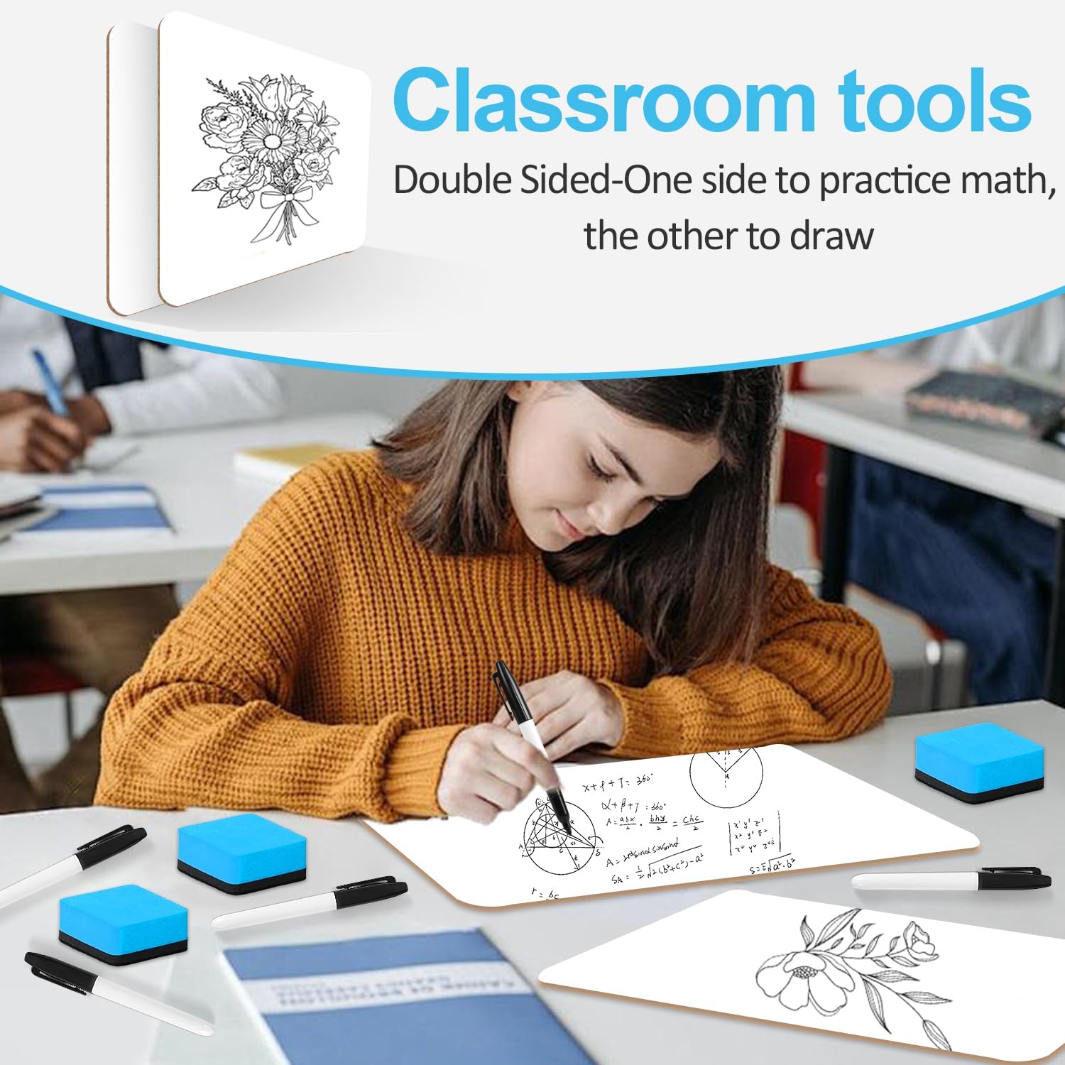 Thumbnail 6 de PANDRI BOARD+ERASE SET Double-Sided Dry Erase Boards, 6-Pack, 12.5 x 9 Inch