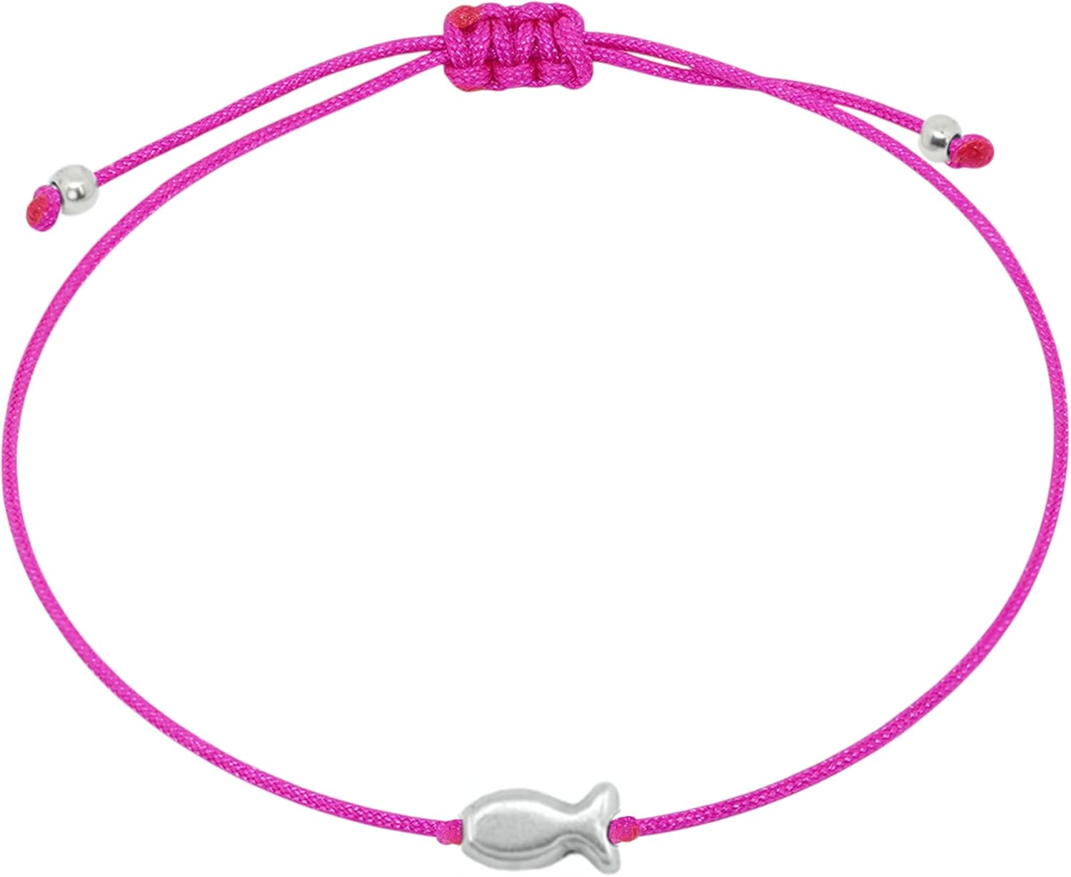 Detalle de Selfmade Jewelry Armband Damen Silber „Fisch“ – größenverstellbares Makramee-Flechtarmband, handmade in Deutschland (inkl. Geschenk-Verpackung)