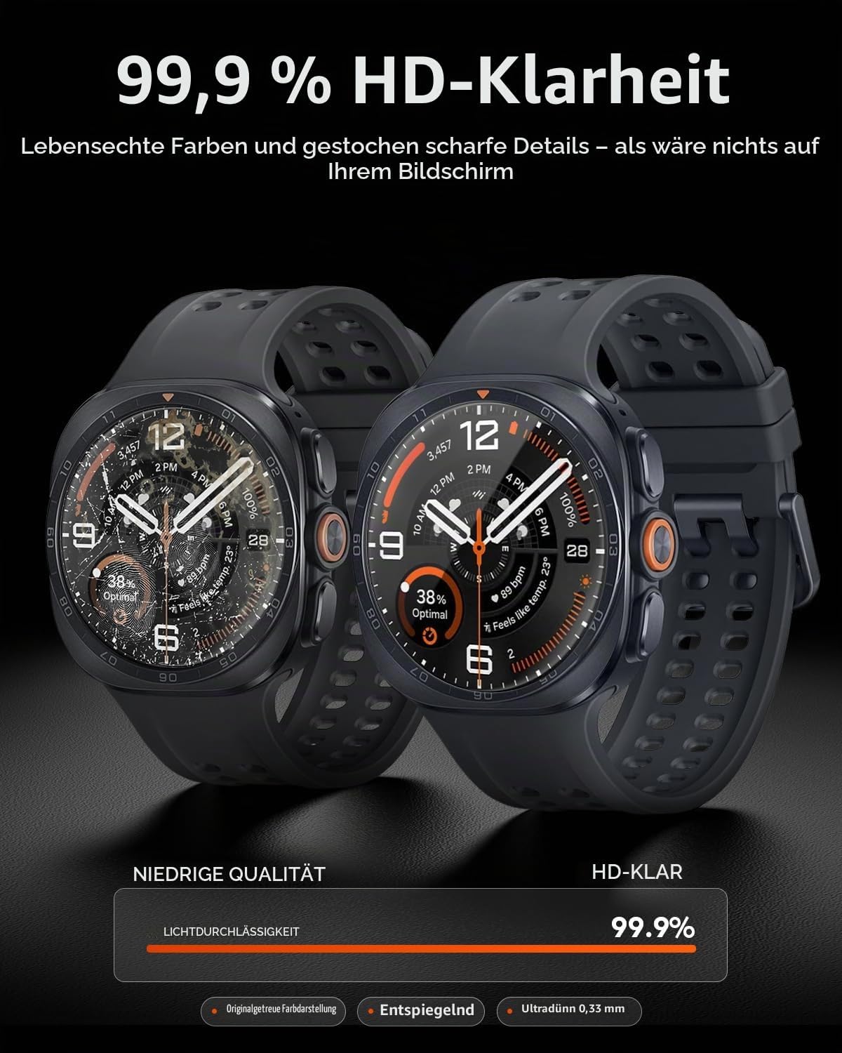 Detalle de Aimtel 4‑Stück Panzerglas Displayschutz für Galaxy Watch Ultra 2 47mm