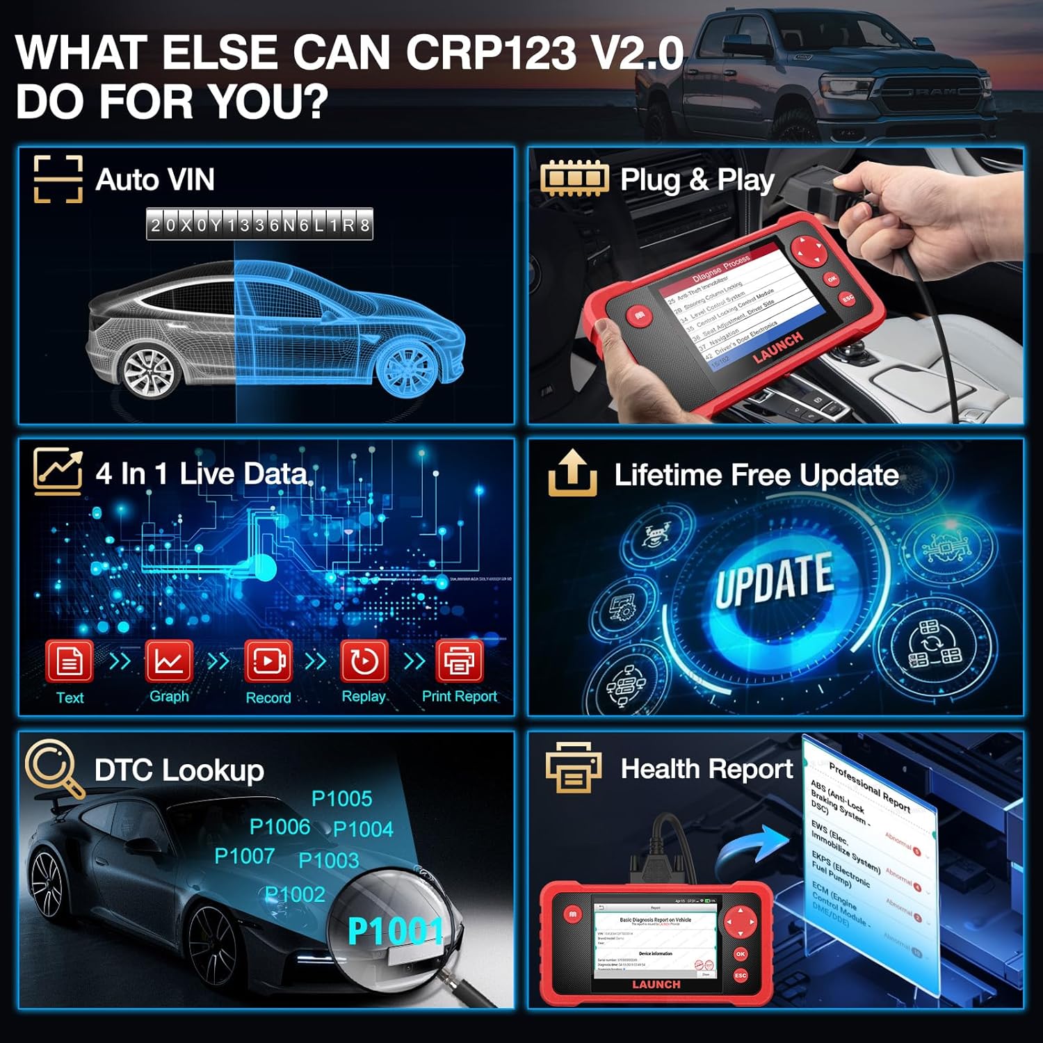 Thumbnail 4 de LAUNCH CRP123 V2.0 OBD2 Scanner 4-inch