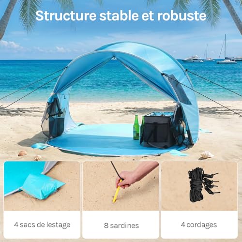 Detalle 2 de Wolfwise Abris de plage Pop Up UPF 50+ pour 3–4 personnes