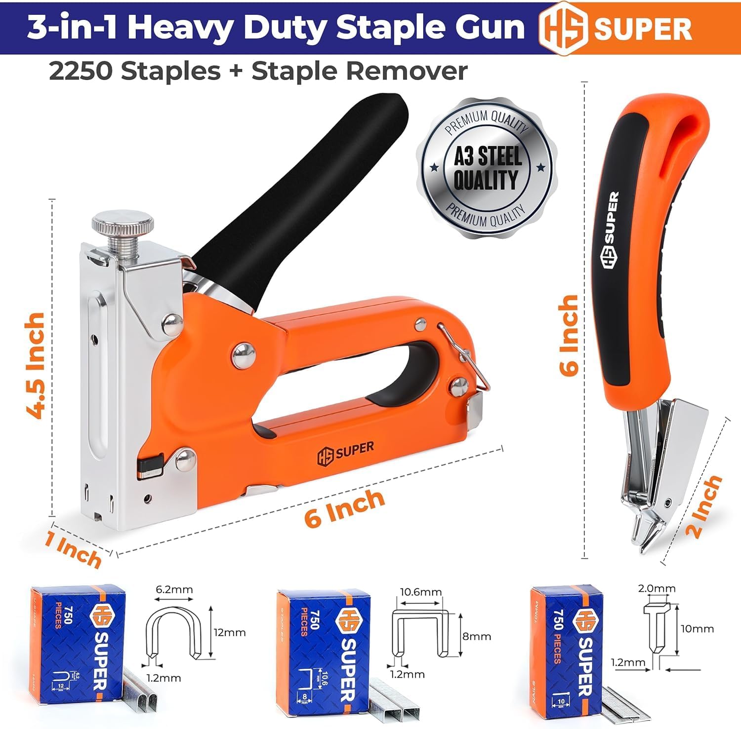 Detalle 2 de HS Super 3-in-1 Heavy Duty Staple Gun 3000