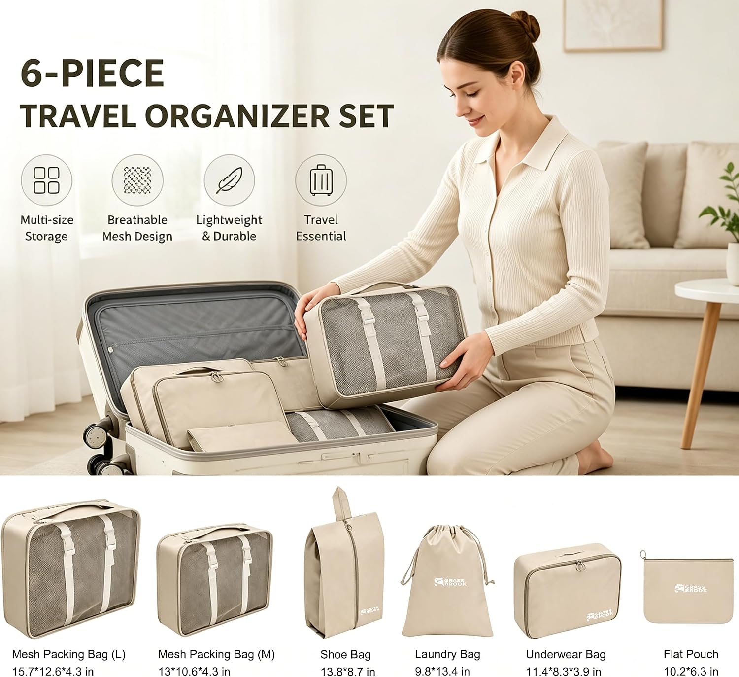 Detalle 2 de Packing Cubes, Beige