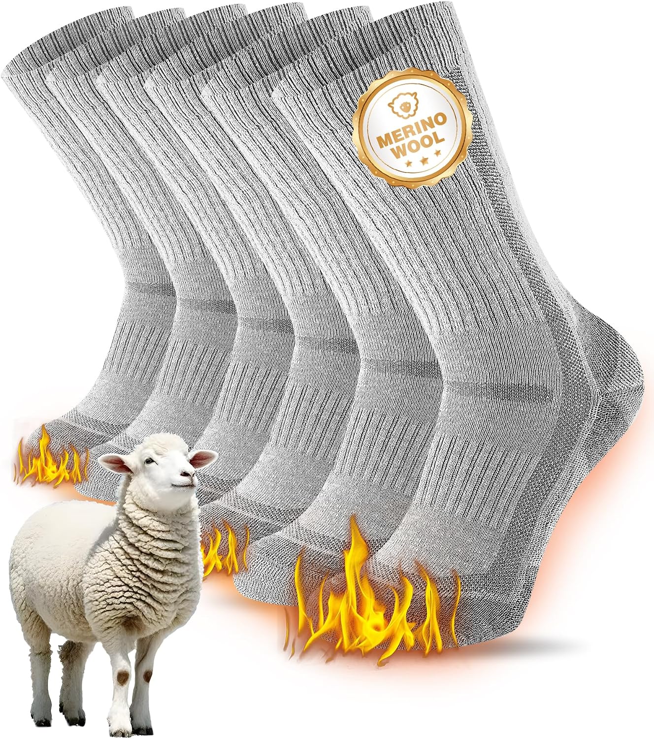 Detalle de SockWaddles Merino wandelsokken, 3 paar met gevoerde zool en 50% merinowol