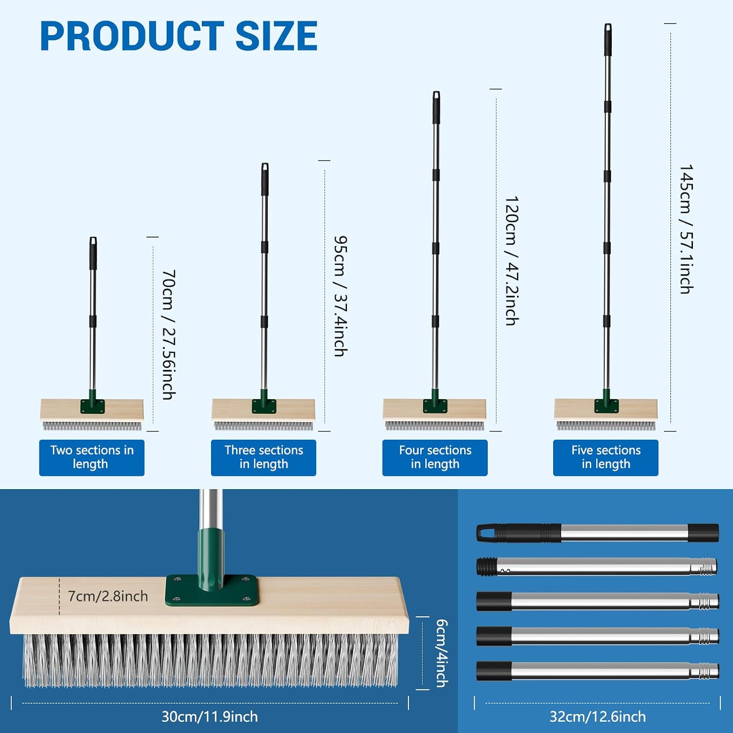 Detalle 2 de Scalnuvyyh Heavy Duty Wire Broom with 57" Handle and Stainless Steel Bristles