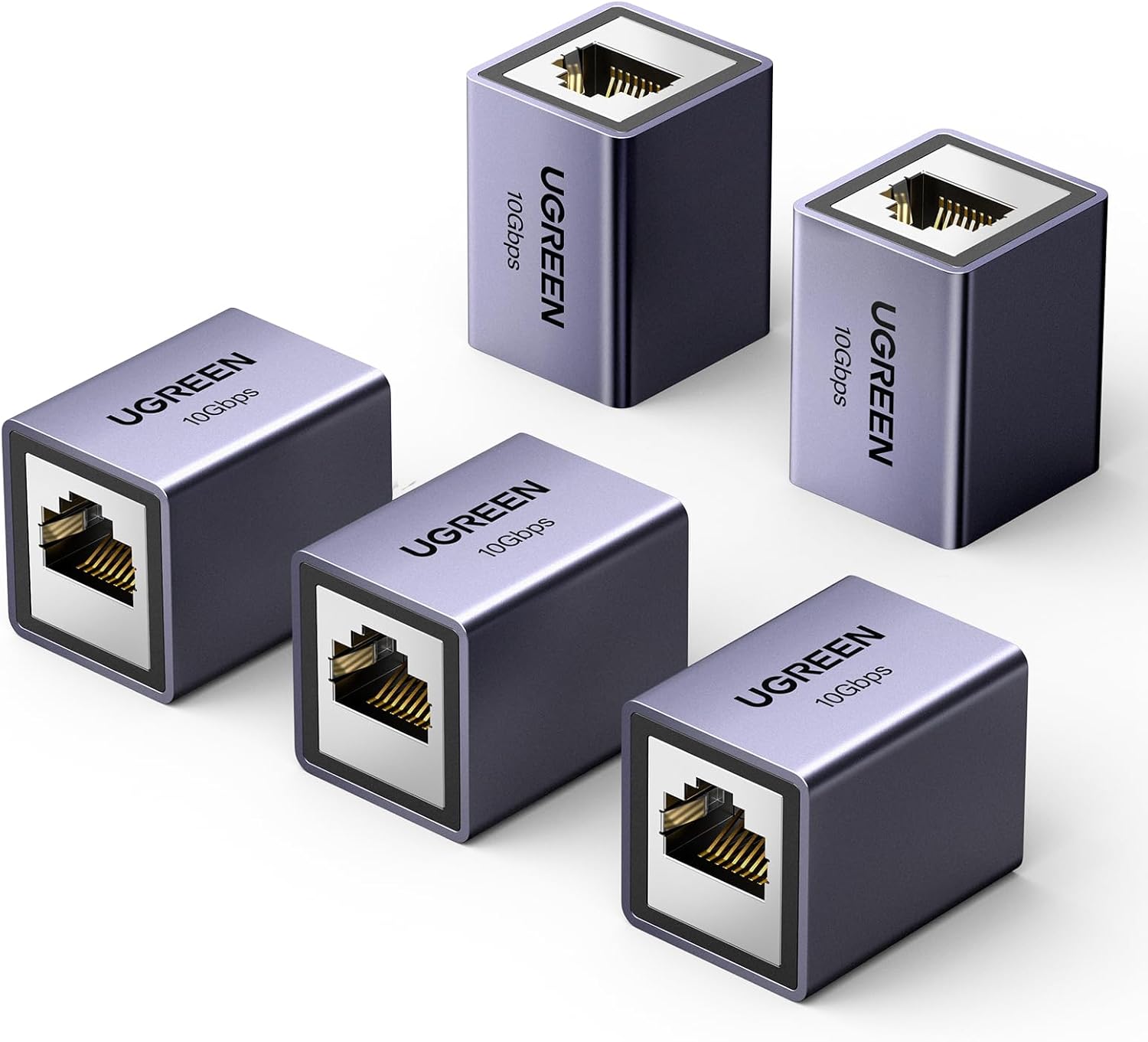 Detalle de UGREEN RJ45 Coupler: 10Gbps Aluminium Shielded Ethernet Joiner, Female to Female