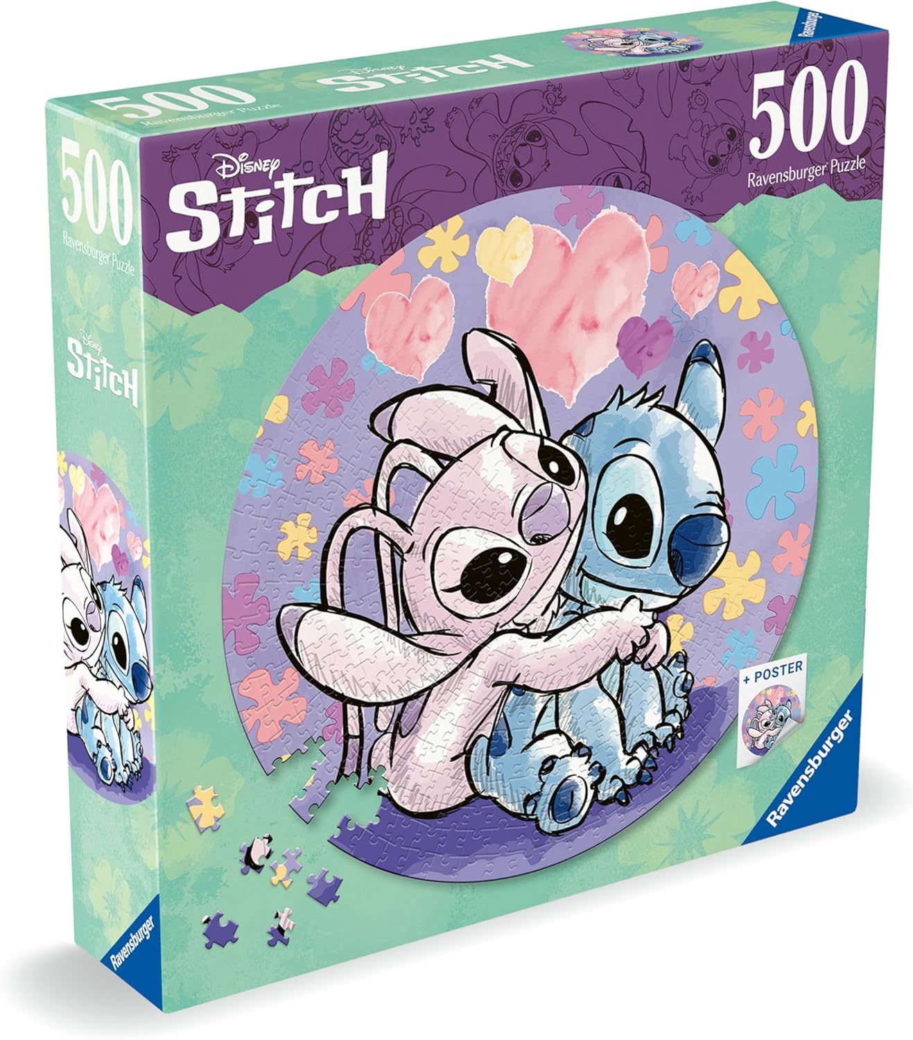 Detalle 2 de Ravensburger Puzzle Stitch 500 pièces — Puzzle Rond 52 cm (Disney Stitch)