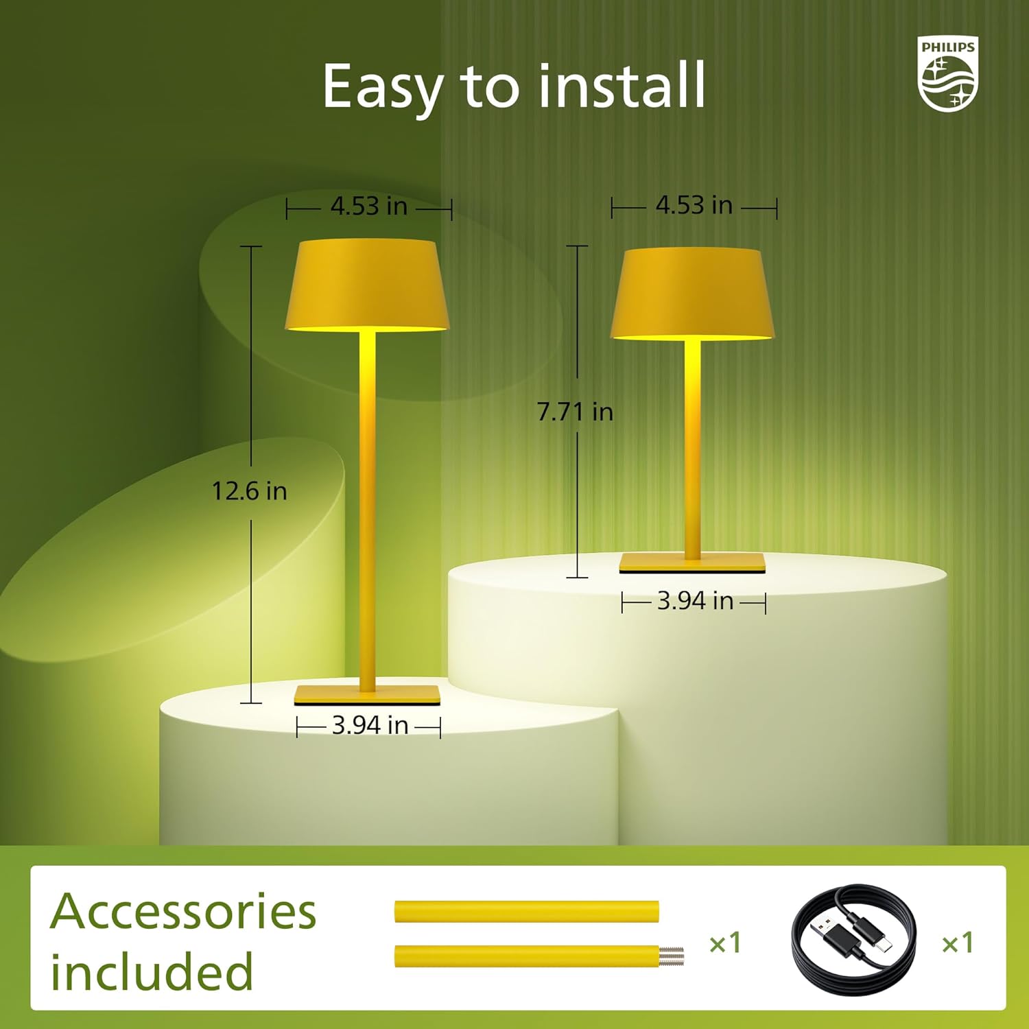 Thumbnail 4 de Philips Solar Tischlampe Kabellose 2 Stück – Tragbare LED Akku Tischleuchte mit 2-stufiger Höhenverstellung