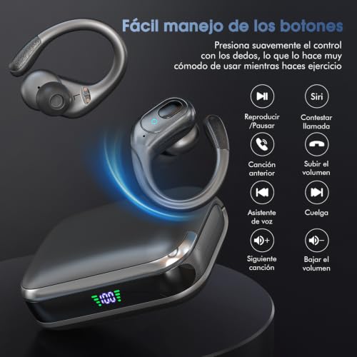 Detalle de HAOYUYAN Auriculares inalámbricos Bluetooth 5.4 con cancelación de ruido, 75 h de reproducción y IPX7