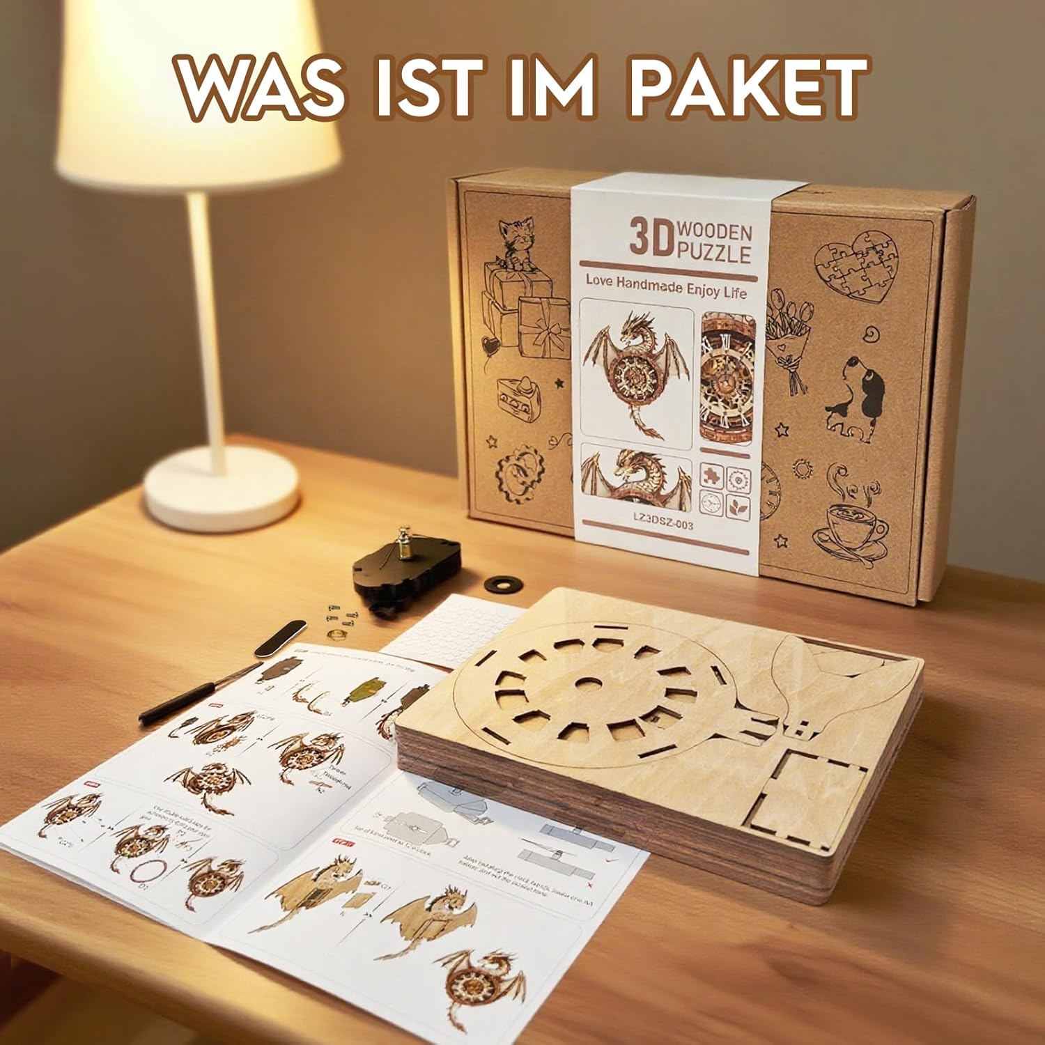 Thumbnail 1 de Cutywood Drachen Holzpuzzle Uhr mechanisch