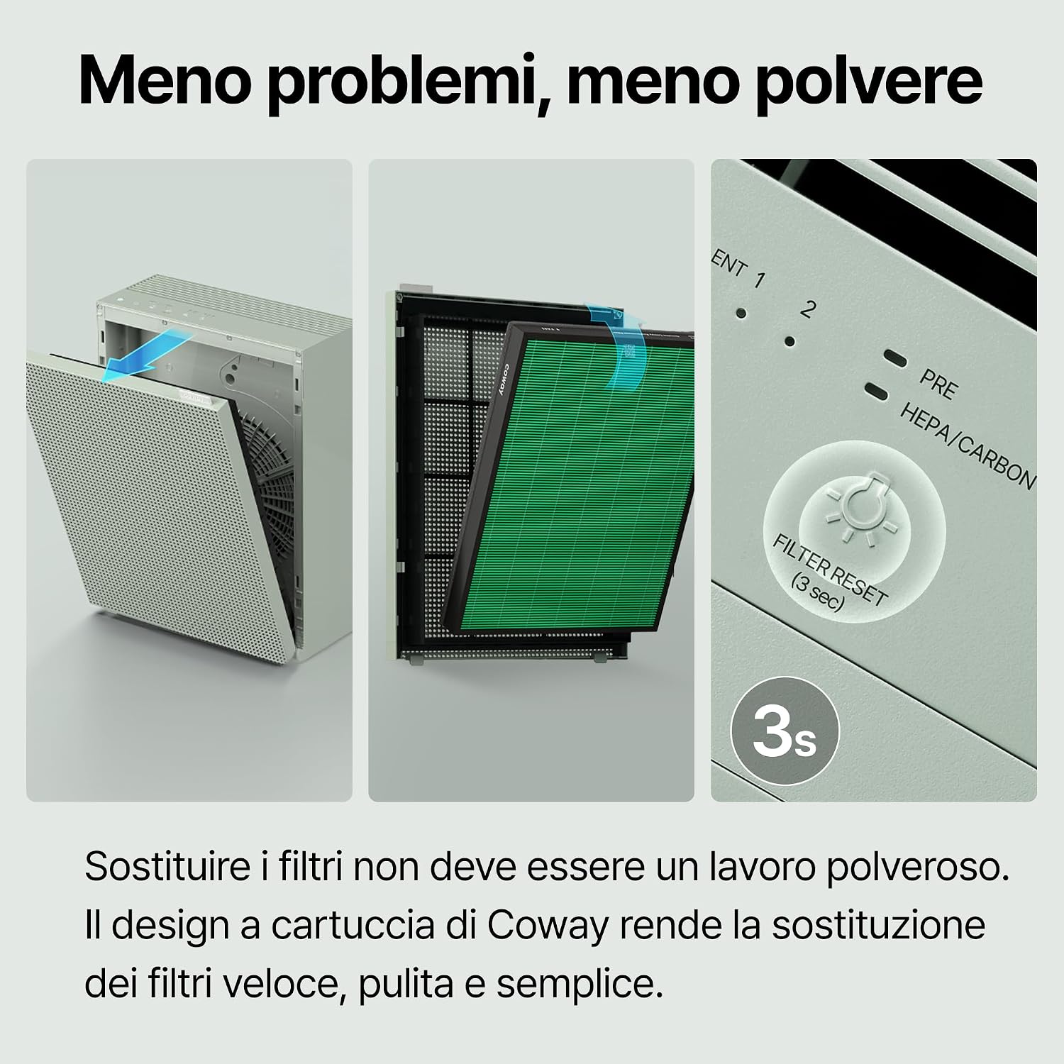 Detalle 2 de Coway purificatore d’aria per casa e camera: Airmega 150, silenzioso e affidabile
