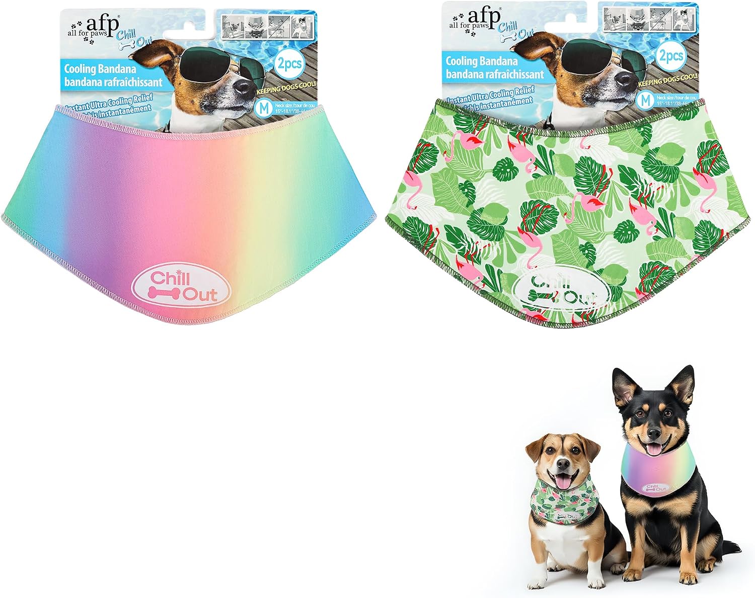 Detalle de ALL FOR PAWS Chill Out 2PCS Dog Ice Bandana (Medium) – Instant Cooling Neck Wrap for Dogs