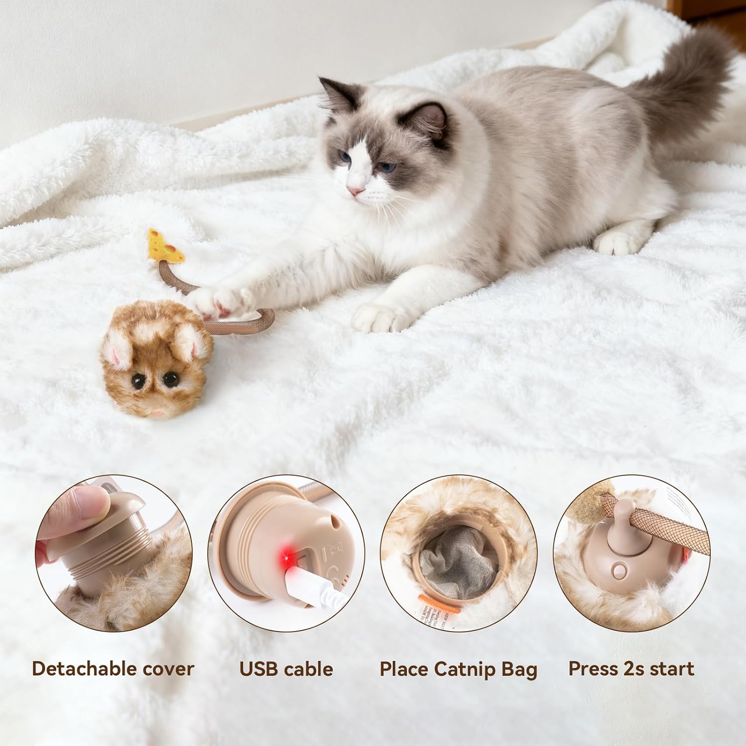 Thumbnail 5 de Migipaws Migimouse 360° rolling interactive cat toy 🐱