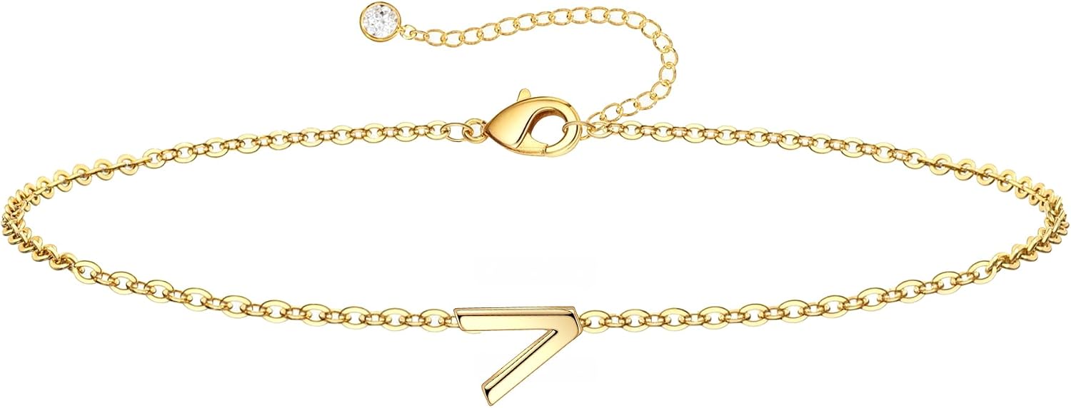 Detalle de TINGN Gold/Silber Armband mit Buchstaben – 18K vergoldet, zierlich und mit Verlängerungskette (15 cm + 5 cm)