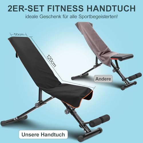 Detalle de Jokisa Fitness Handtuch 2er Set – 120 x 50 cm, Mikrofaser, mit Kapuze und versteckter Reißverschlusstasche
