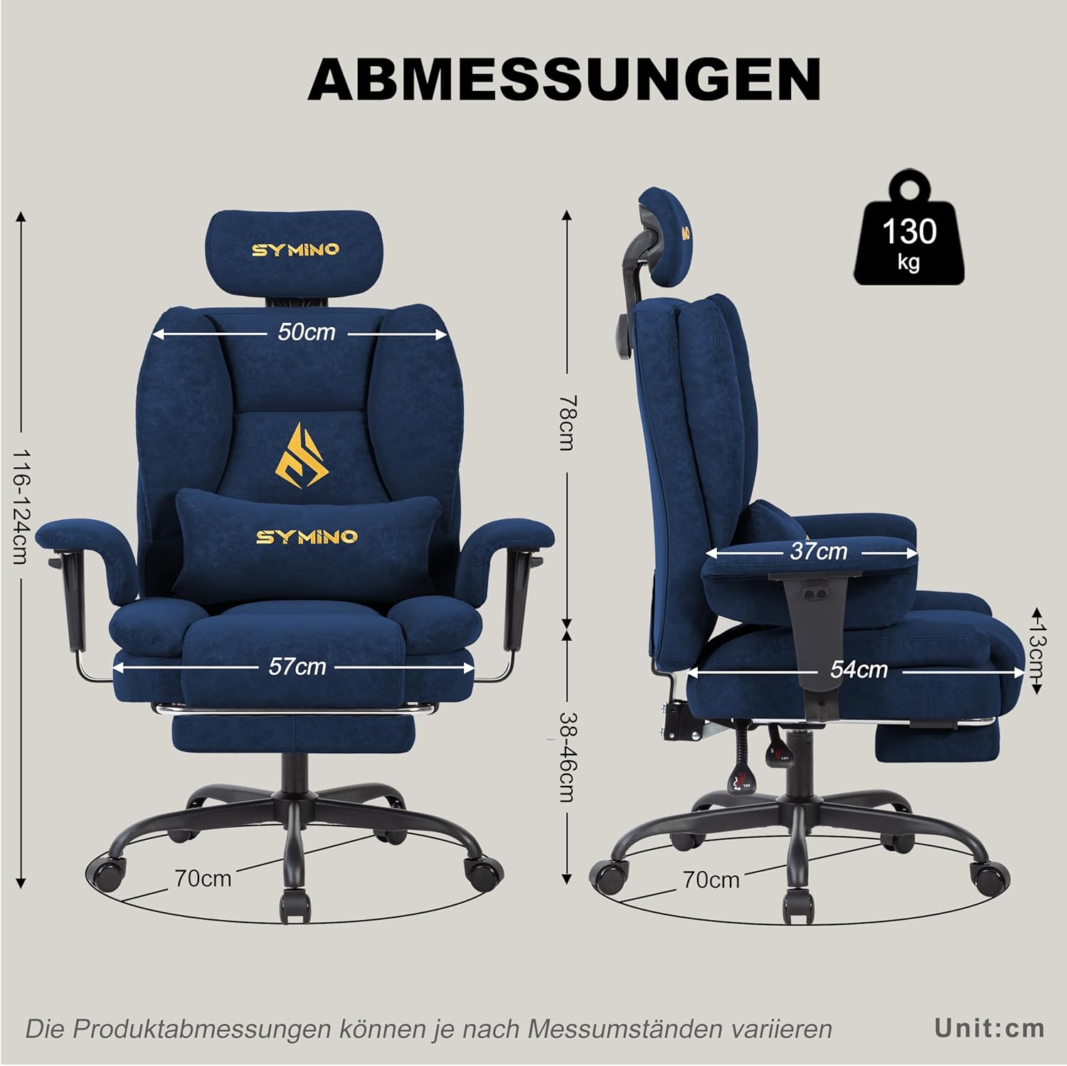 Thumbnail 2 de Symino Gaming Stuhl Chefsessel Bürostuhl Ergonomisch – Vintage-PU-Leder, dunkelblau