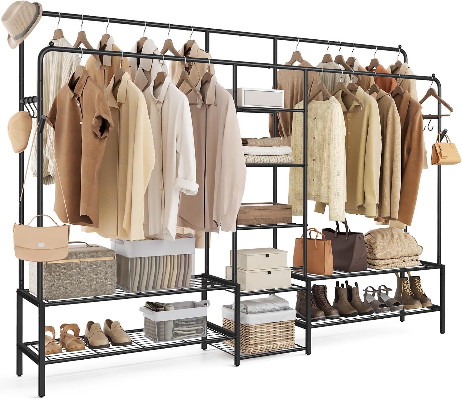 Thumbnail 6 de SONGMICS HSR182WG01 Clothes Rail with 7 Shelves and 4 Hanging Rails, Matte White