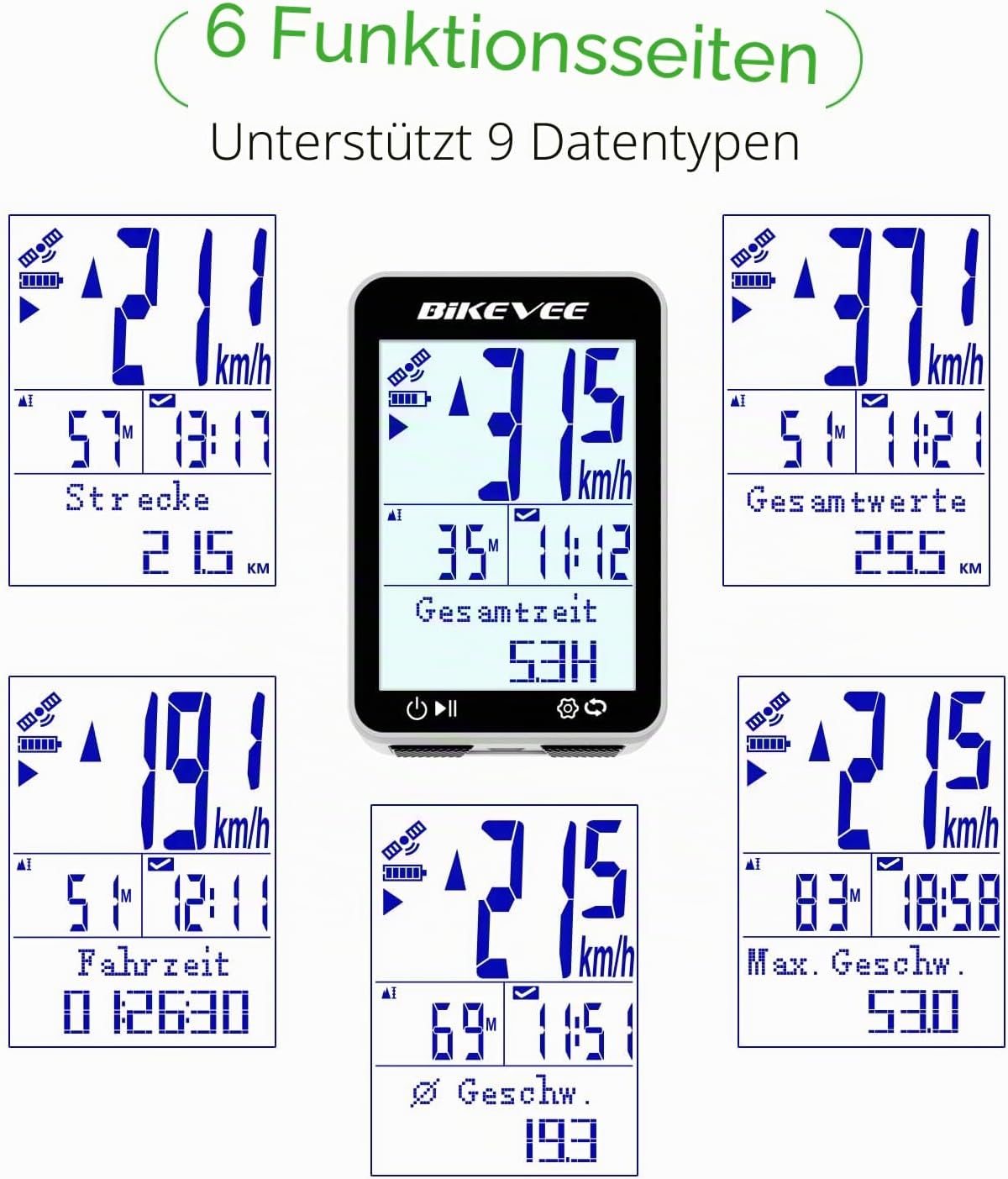 Thumbnail 1 de Bikevee GPS Fahrradcomputer kabellos IPX7 – 2,4'' Display, 28 h Akku