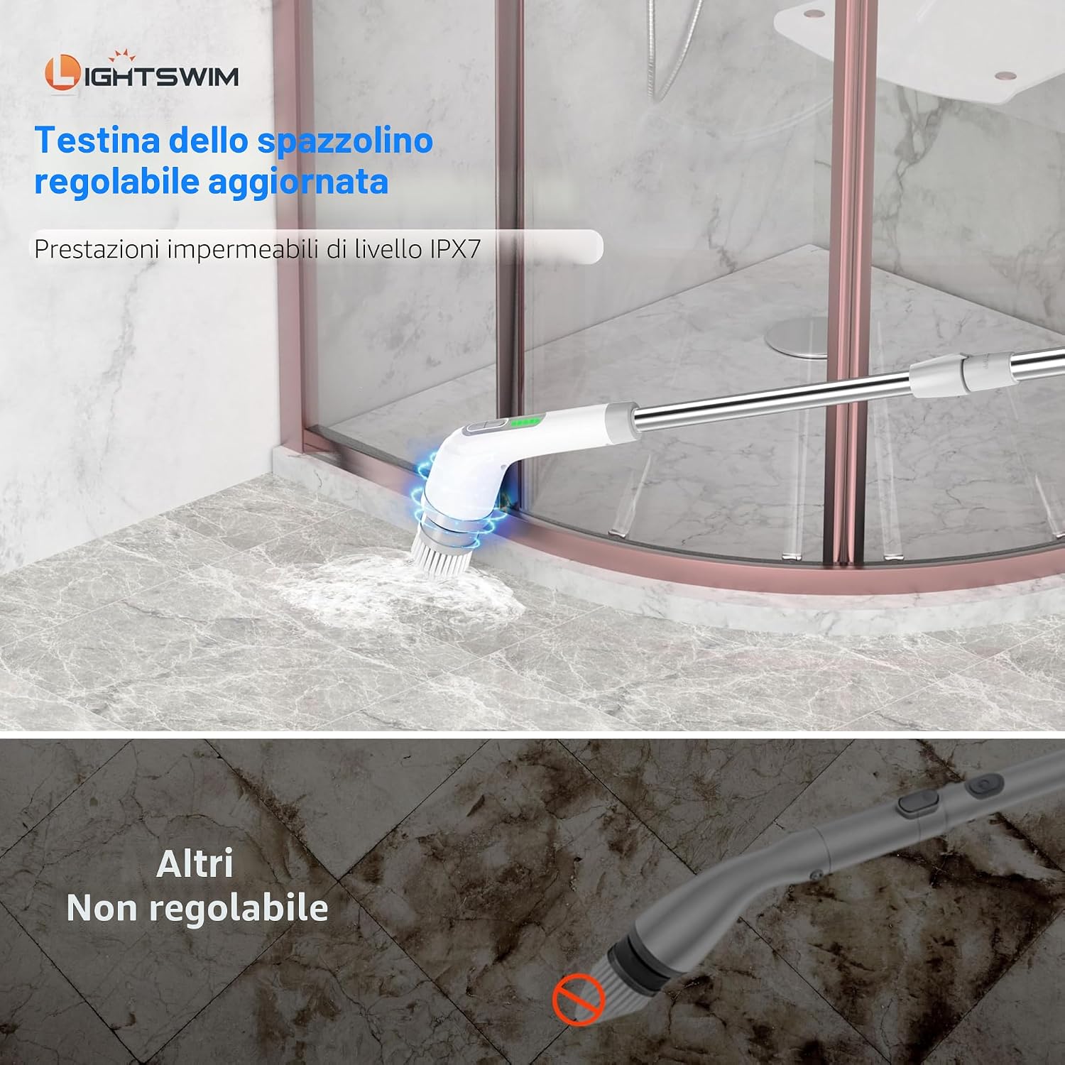 Thumbnail 6 de Spazzola elettrica rotante 7 in 1 – pulizia profonda senza fili, 420 giri/min, estendibile fino a 110 cm