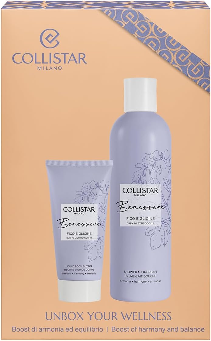 Detalle de Collistar Cofanetto Regalo Donna Benessere Fico e Glicine – Crema-Latte Doccia 250ml + Burro Liquido Corpo 50ml