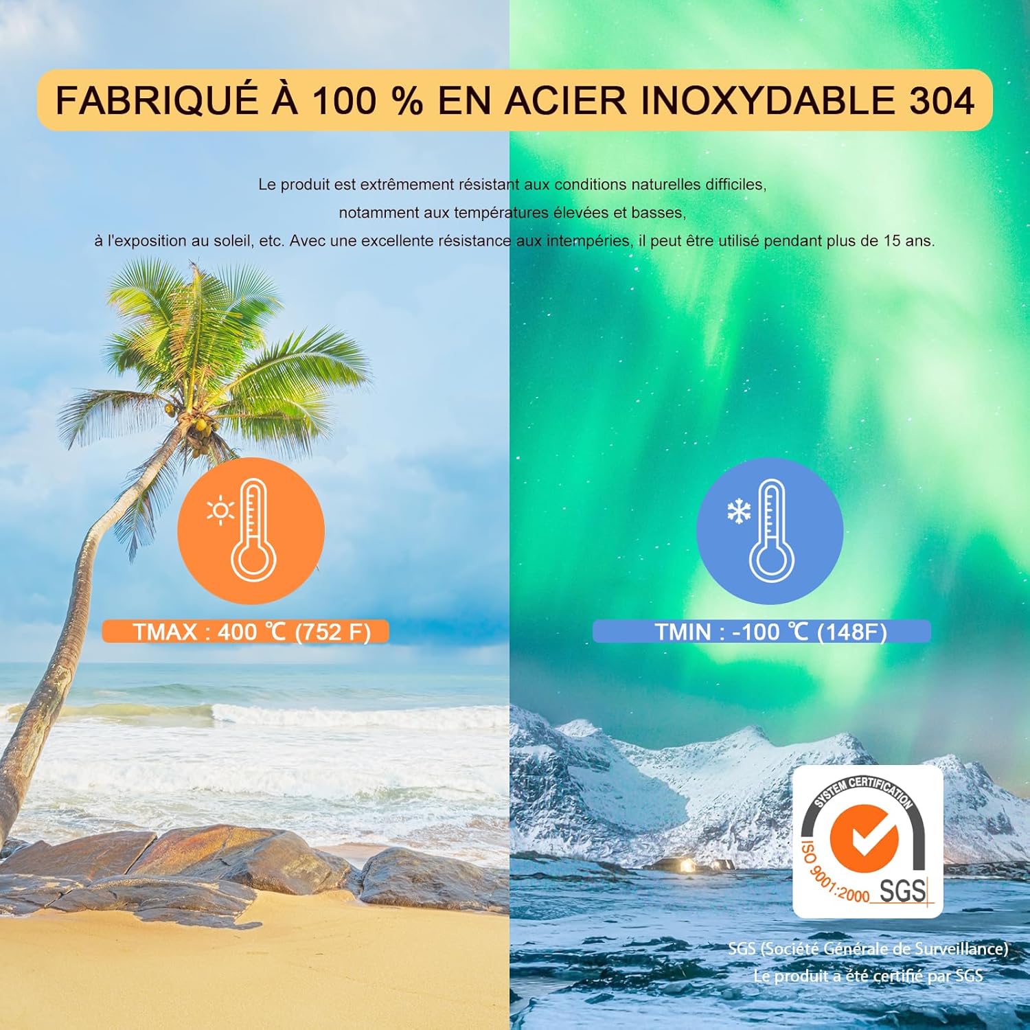 Thumbnail 2 de OFFO Pic anti oiseaux avec base en acier inoxydable 304 et couverture 2,08 m
