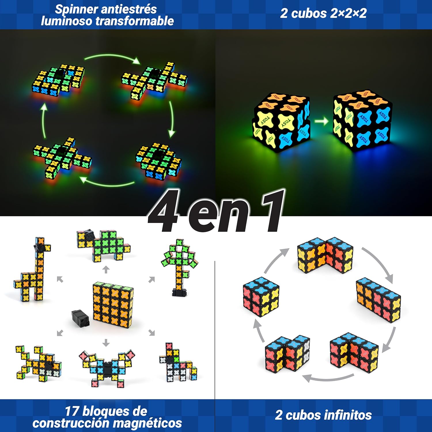 Detalle de TOSY Magnet Fidget Spinner Glow 16 bloques