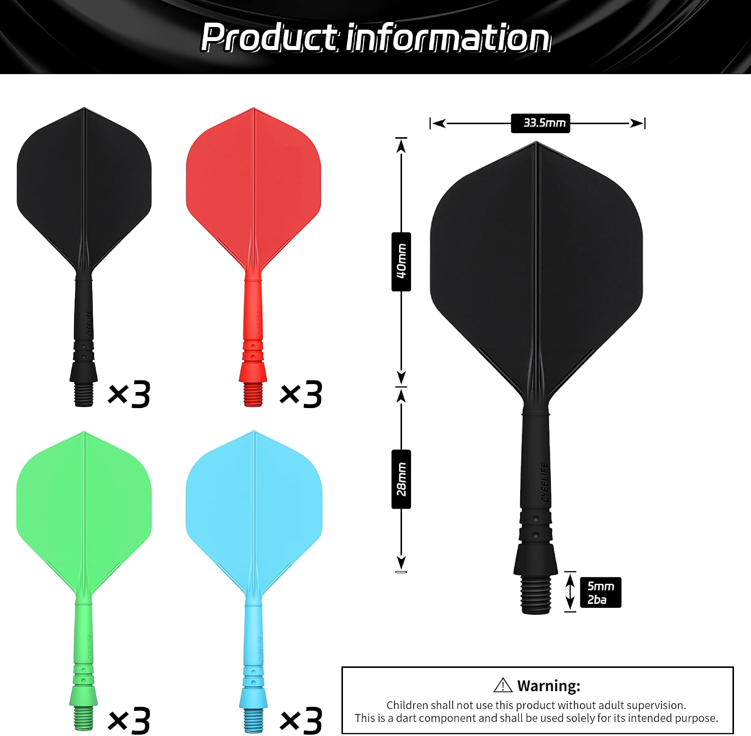 Detalle de CyeeLife dart shafts 12 piece set