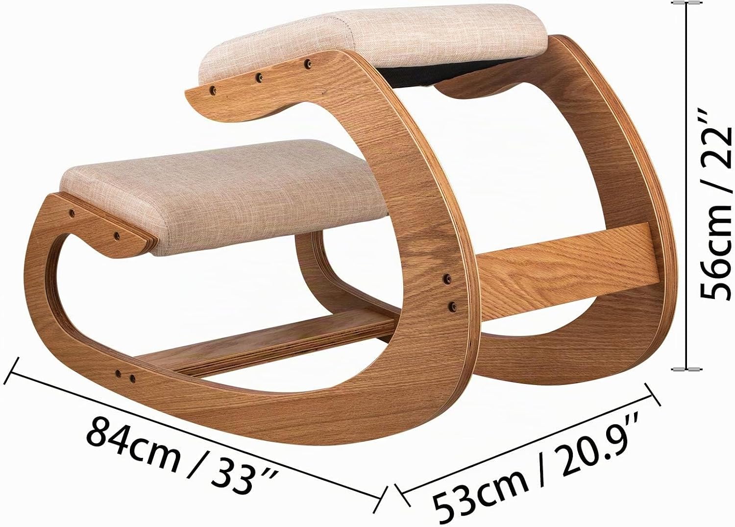Thumbnail 2 de VEVOR Kniehocker mit Hüftpolster – Ergonomischer Kniestuhl aus Birkenholz (Weiße Eiche)