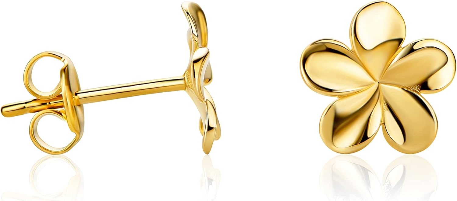 Detalle de 14 Carats 585 Boucles d'Oreilles Petit Fleur – Clous d'Oreilles en Or Jaune