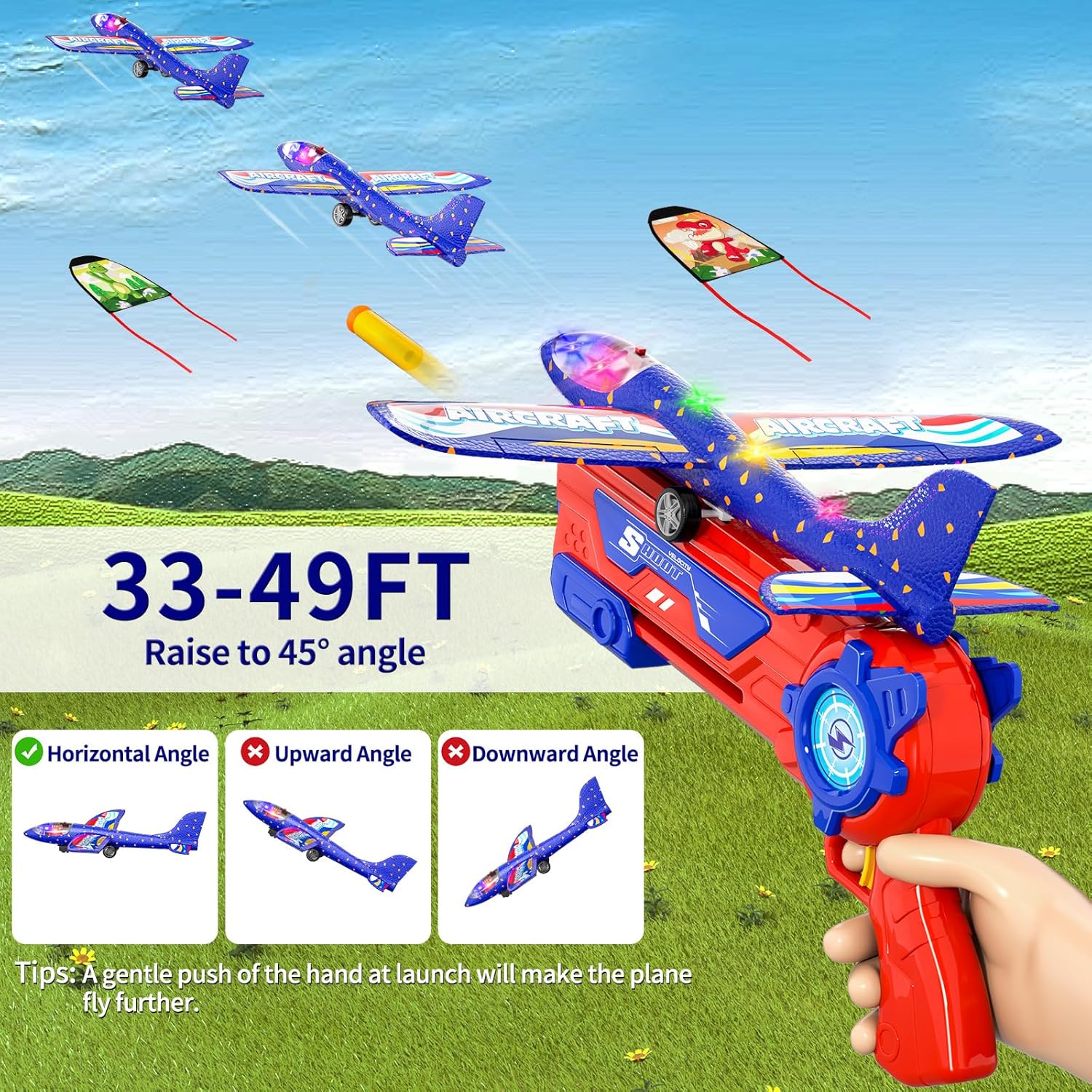 Thumbnail 4 de Doloowee 4 IN 1 Airplane Launcher Toys – LED Foam Glider with 2 Flight Modes for Outdoor Fun