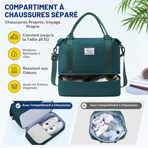 Detalle de SEAFEW sac de voyage 40 x 30 x 20 cm, compartiment chaussures et poche humide