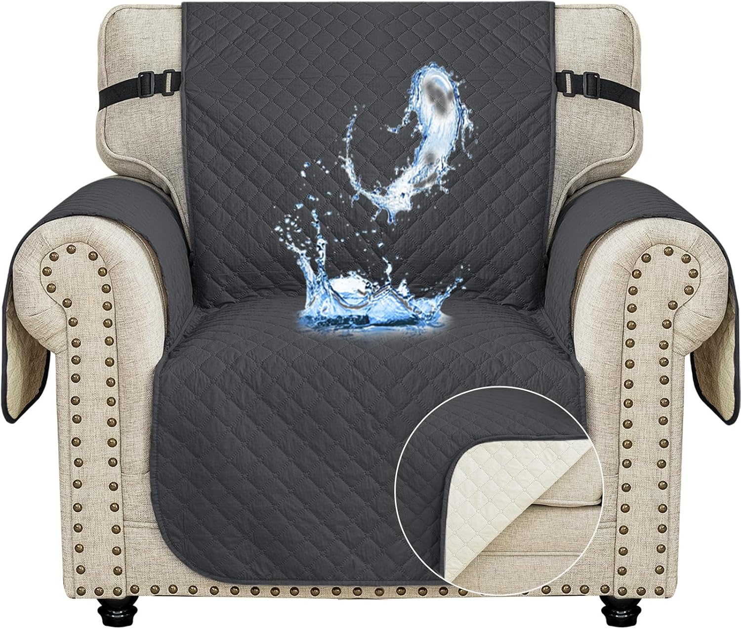 Detalle de Ystyle Housse Canapé 1 Place 60cm Gris Foncé 🛋