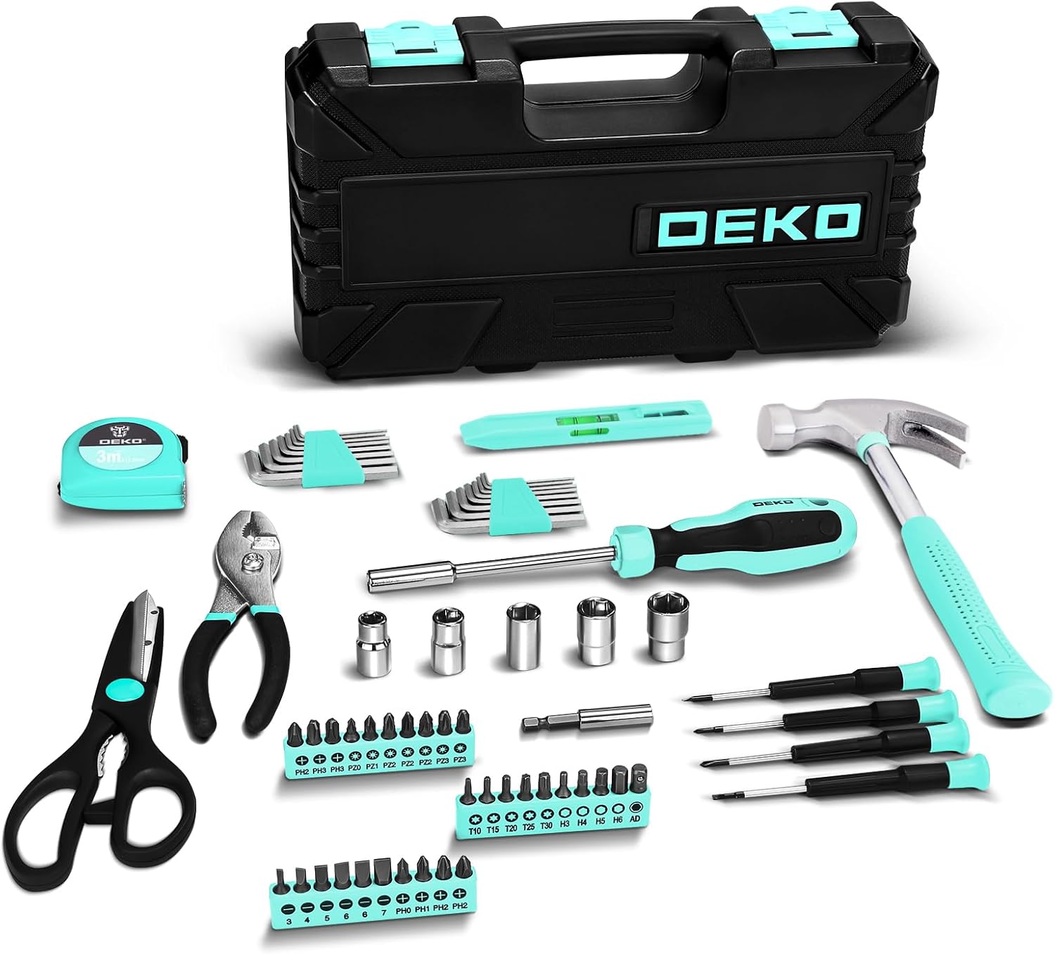 Thumbnail 2 de DEKO 62-Piece Tool Kit Tool Set in Moulded Plastic Box for Home Repair & DIY