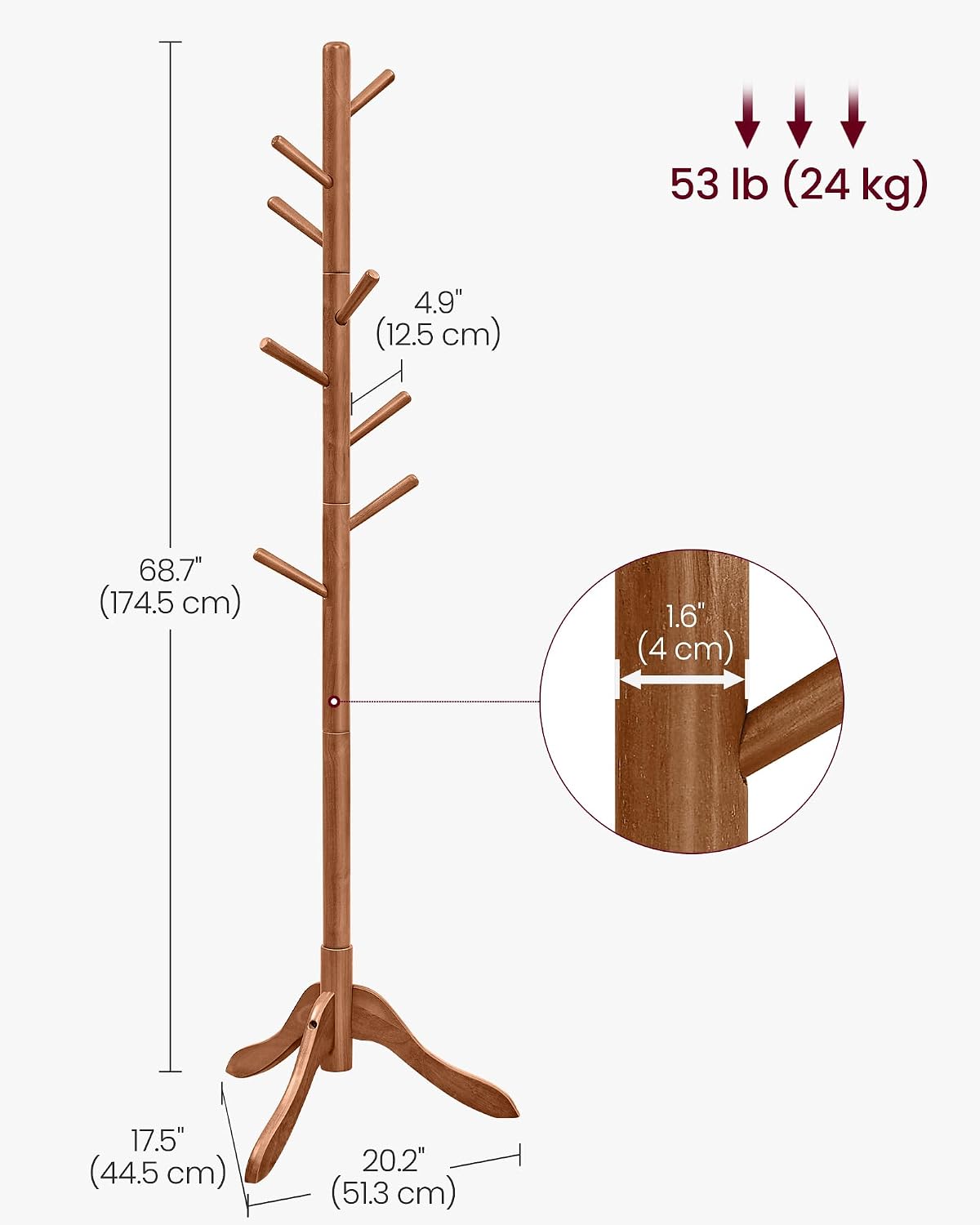 Thumbnail 6 de VASAGLE Solid Wood Coat Rack