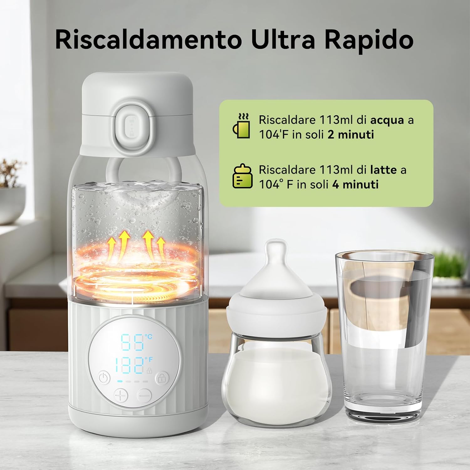 Thumbnail 1 de APZOKI Scaldabiberon portatile: riscaldamento rapido in viaggio, 380 ml e batteria da 10000 mAh