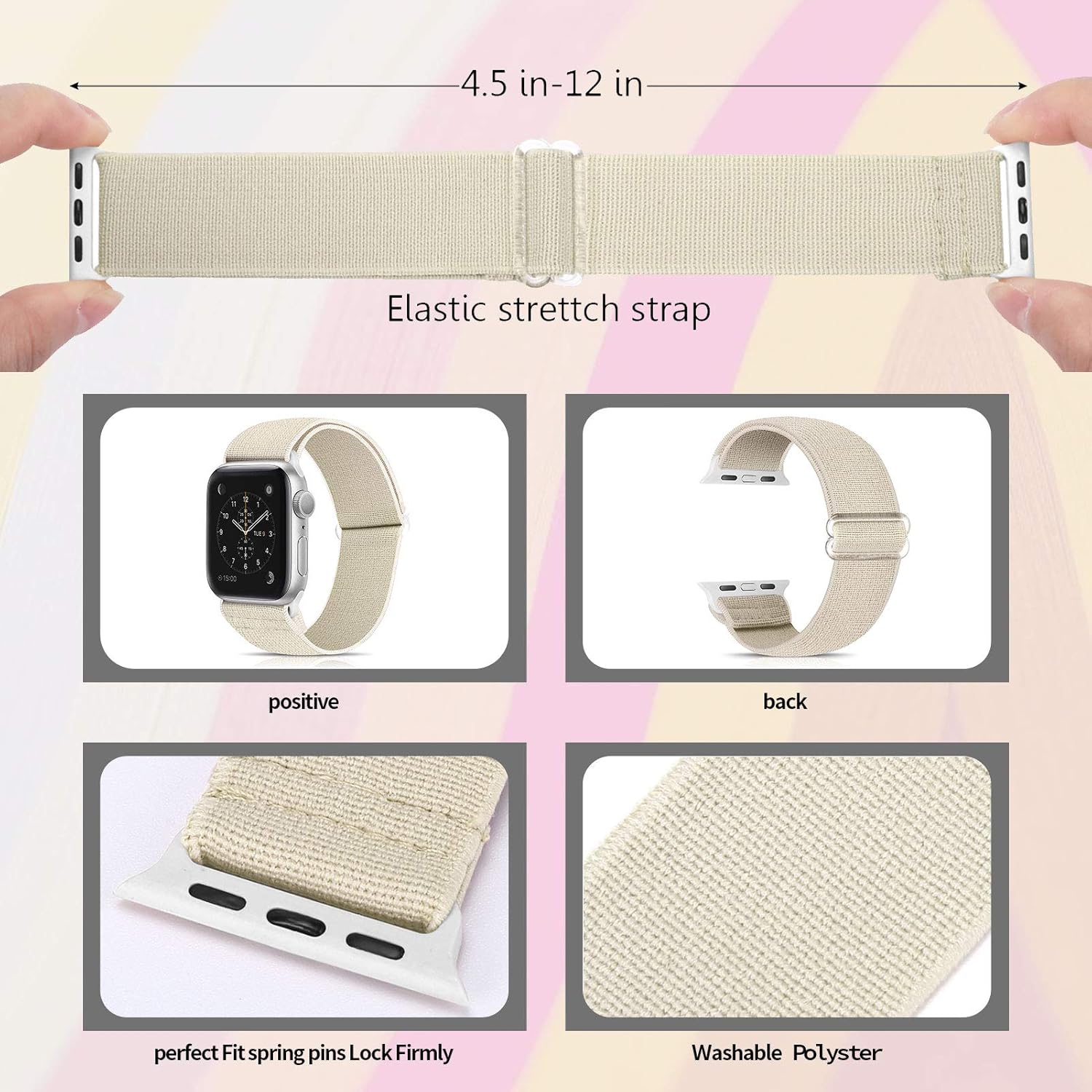 Thumbnail 3 de Ecogbd Elastic Replacement Strap for Apple Watch – 38–49mm, Soft Nylon, No Buckle